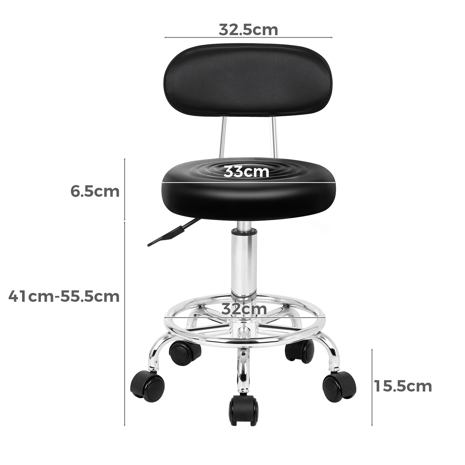 8 Alfordson 2x Salon Stool Backrest Swivel Barber Hair Dress Chair Declan - Black, 8 of 10