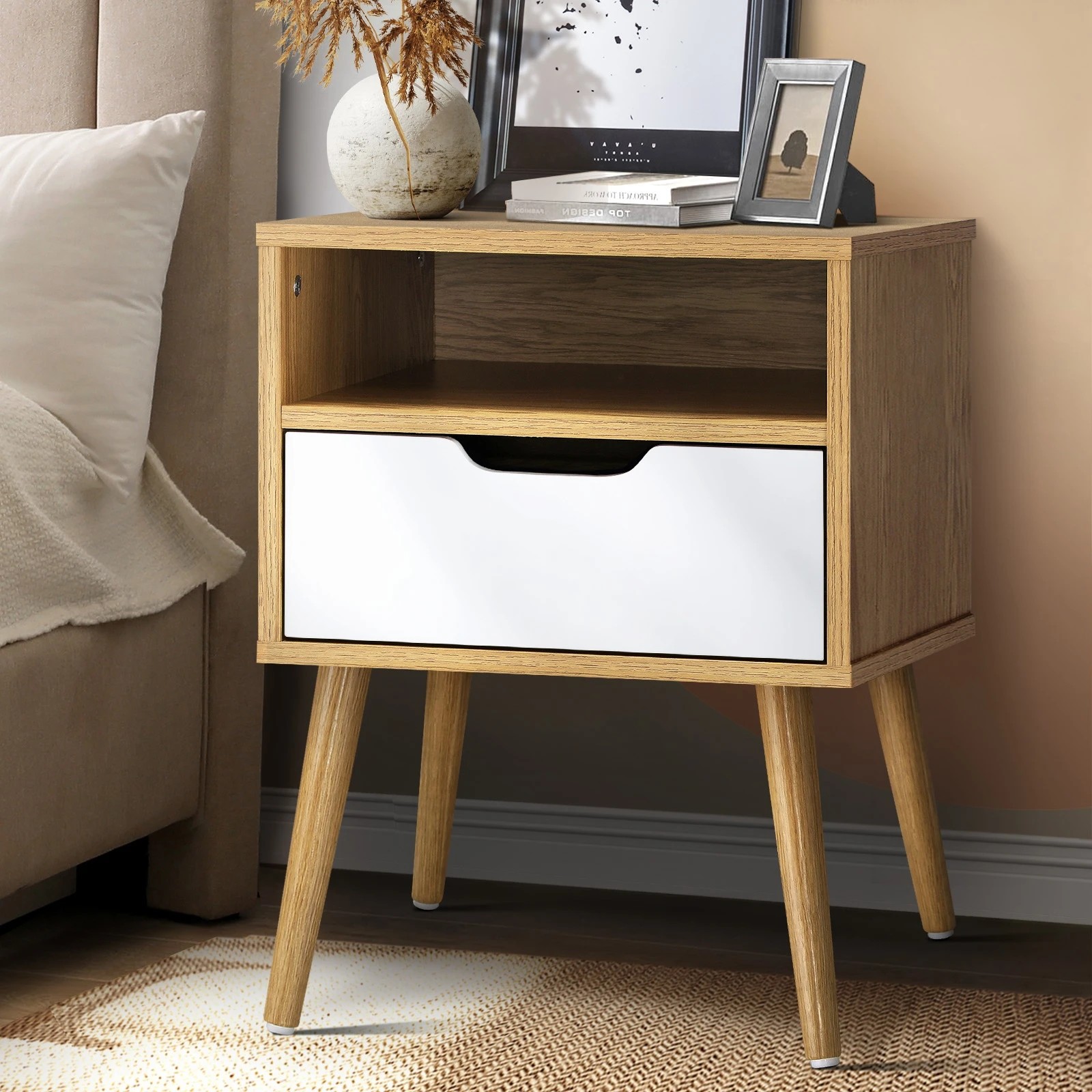 2 Oikiture Bedside Table Drawers Side Tables Nightstand Cabinet
 - Multi, 2 of 10