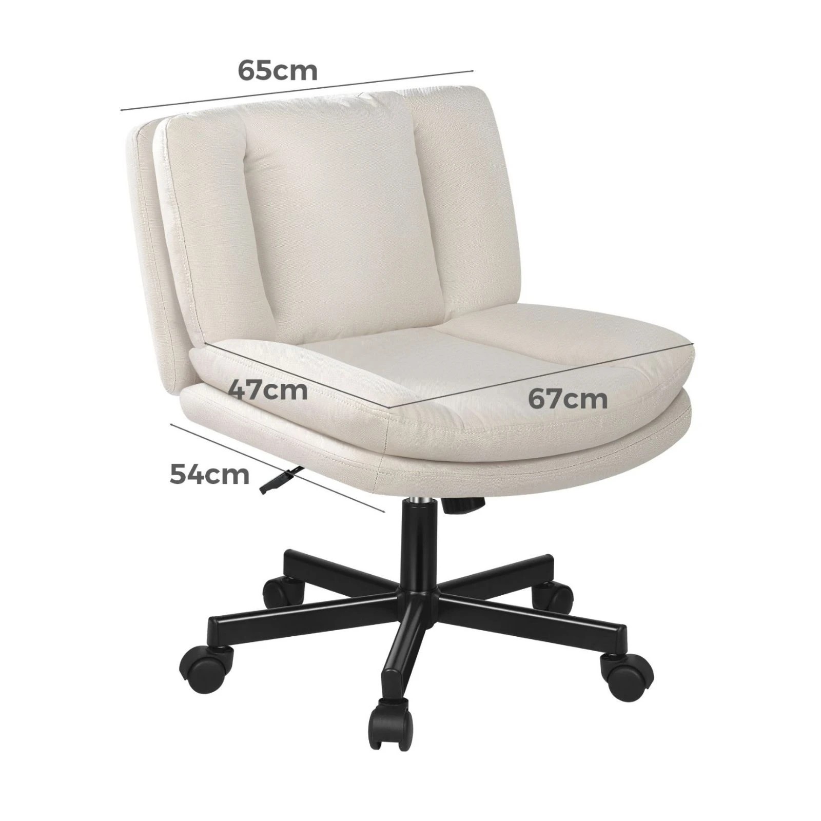 7 Alfordson Armless Office Desk Chair Mid Back Wide Seat w/ Wheels Fabric - Beige, 7 of 10