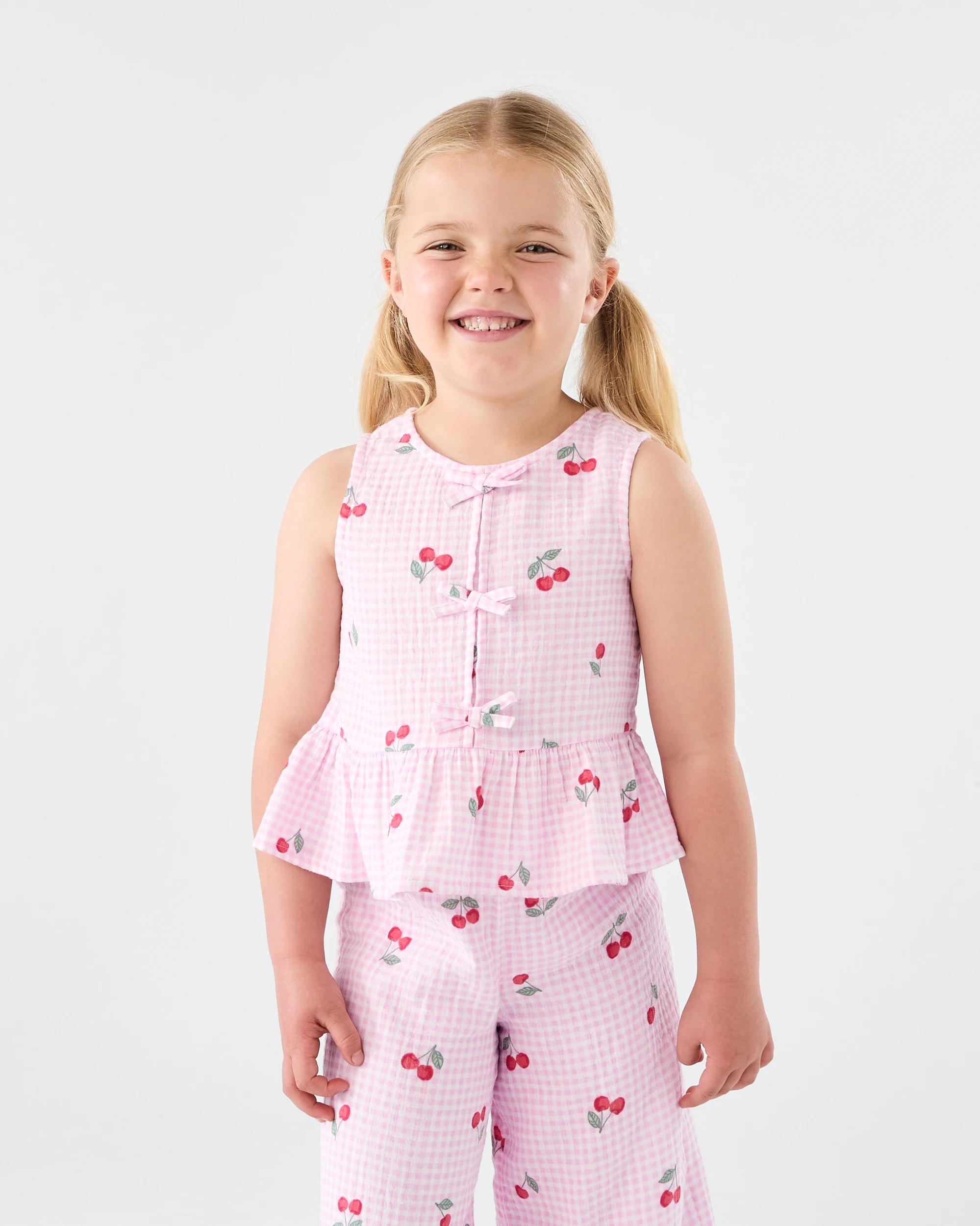 1 Tie Front Frill Top Pnk Cherry, 1 of 6