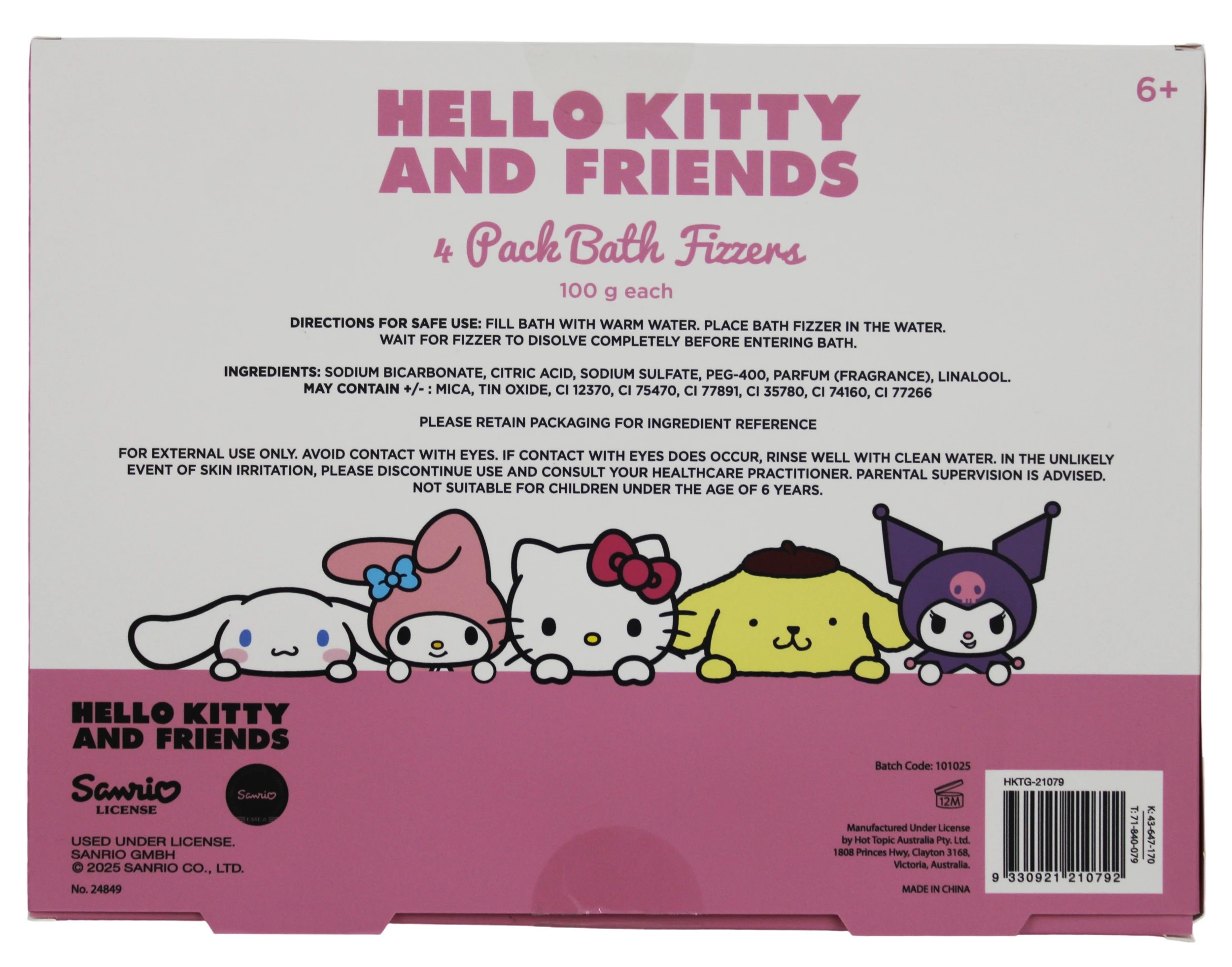 5 4 Pack Hello Kitty and Friends Bath Fizzers 100g, 5 of 5