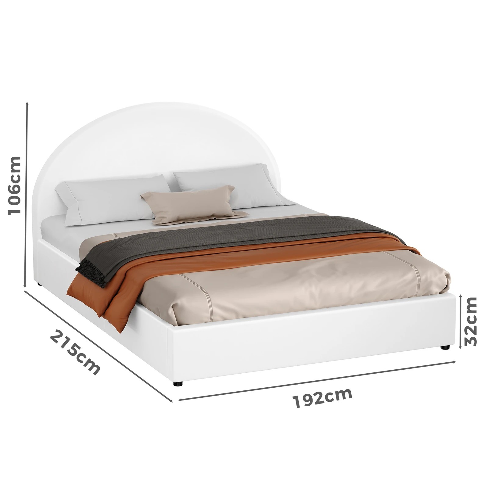 10 Alfordson Bed Frame King Size Gas Lift Base With Storage Leather Howell - White, 10 of 10