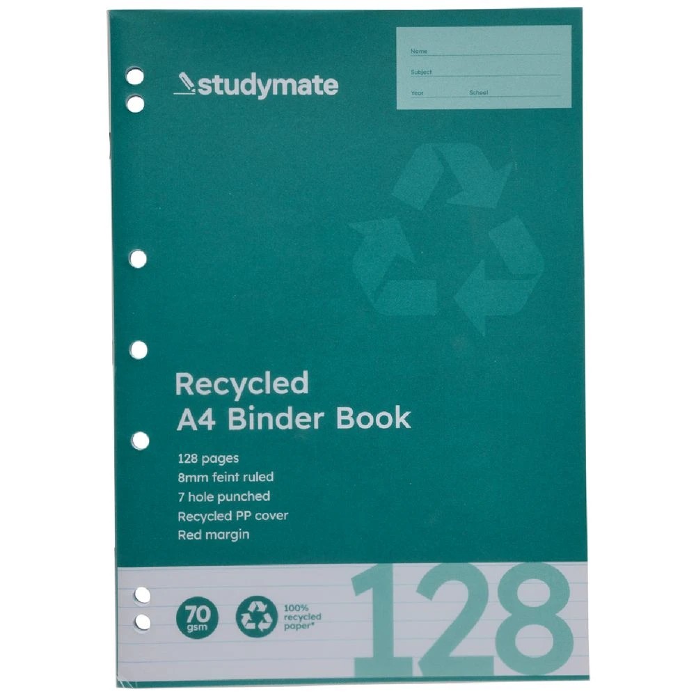 3 Studymate A4 70gsm PP Cover Binder Book 128 Page Recycled, 3 of 3