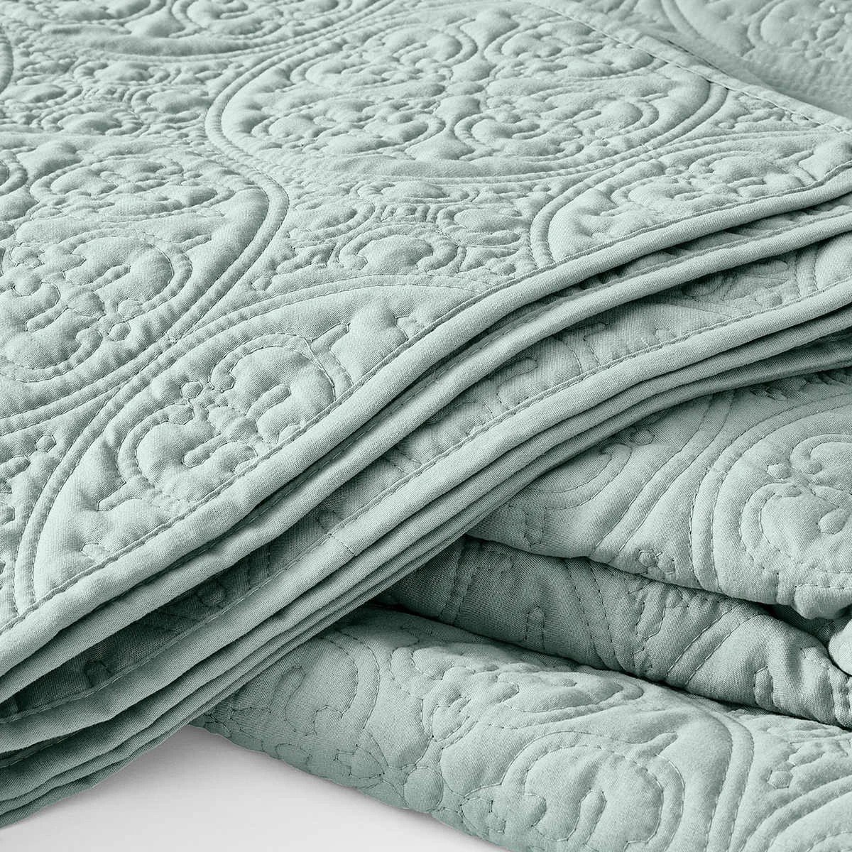 2 Aria Coverlet Set - Queen/King Bed, Sage, 2 of 7