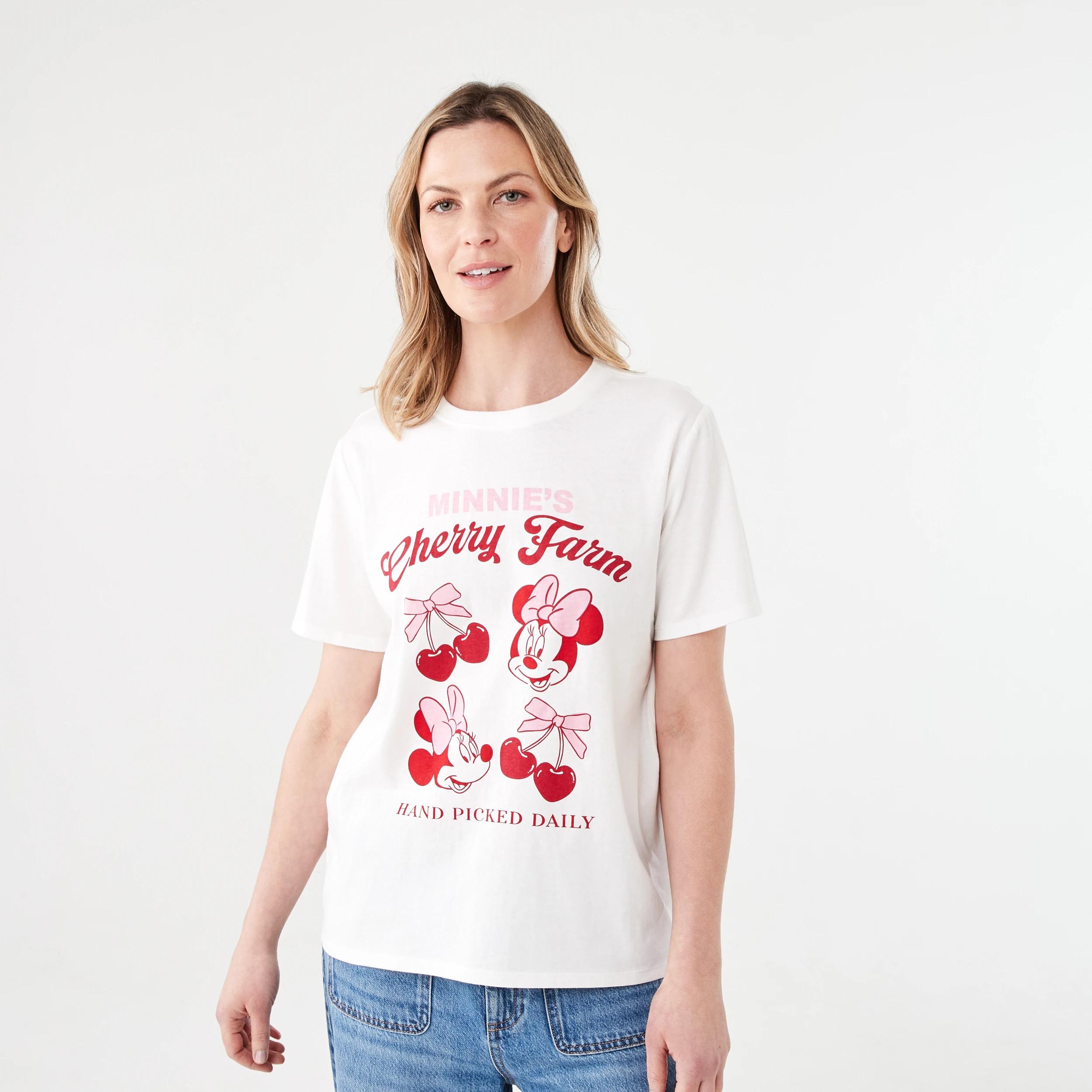 1 Minnie Mouse License Short Sleeve T-shirt MINNIE CHERRY WHITE, 1 of 5