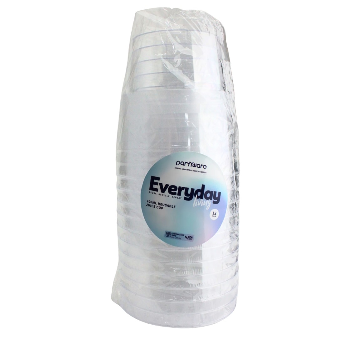 2 Partyware Everyday Living Everyday Living Clear Plastic Reusable Juice Cup 200ml (Pack of 12), 2 of 3