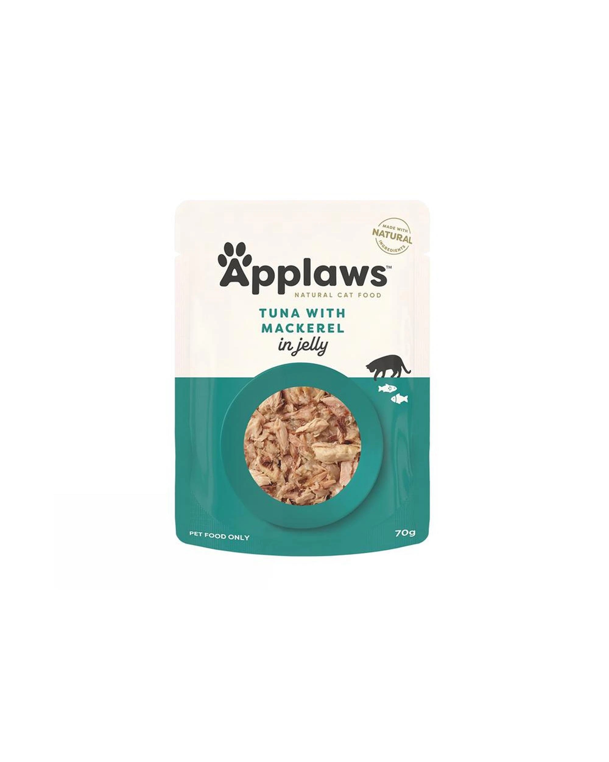 1 Applaws Wet Cat Food Tuna w/ Mackerel in Jelly 16 x 70g, 1 of 2