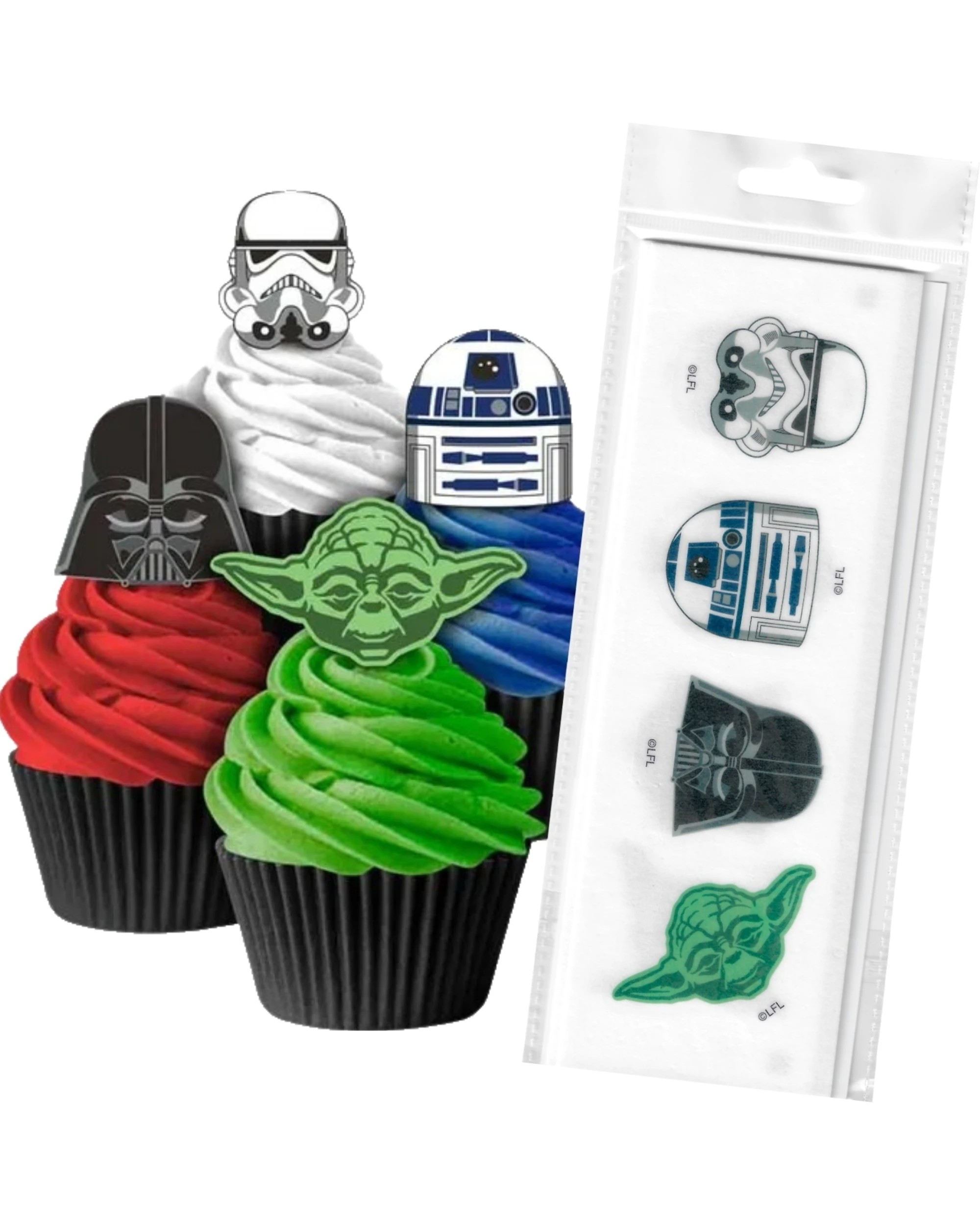 1 Star Wars Star Wars Edible Wafer Cupcake Toppers Pack of 16, 1 of 2
