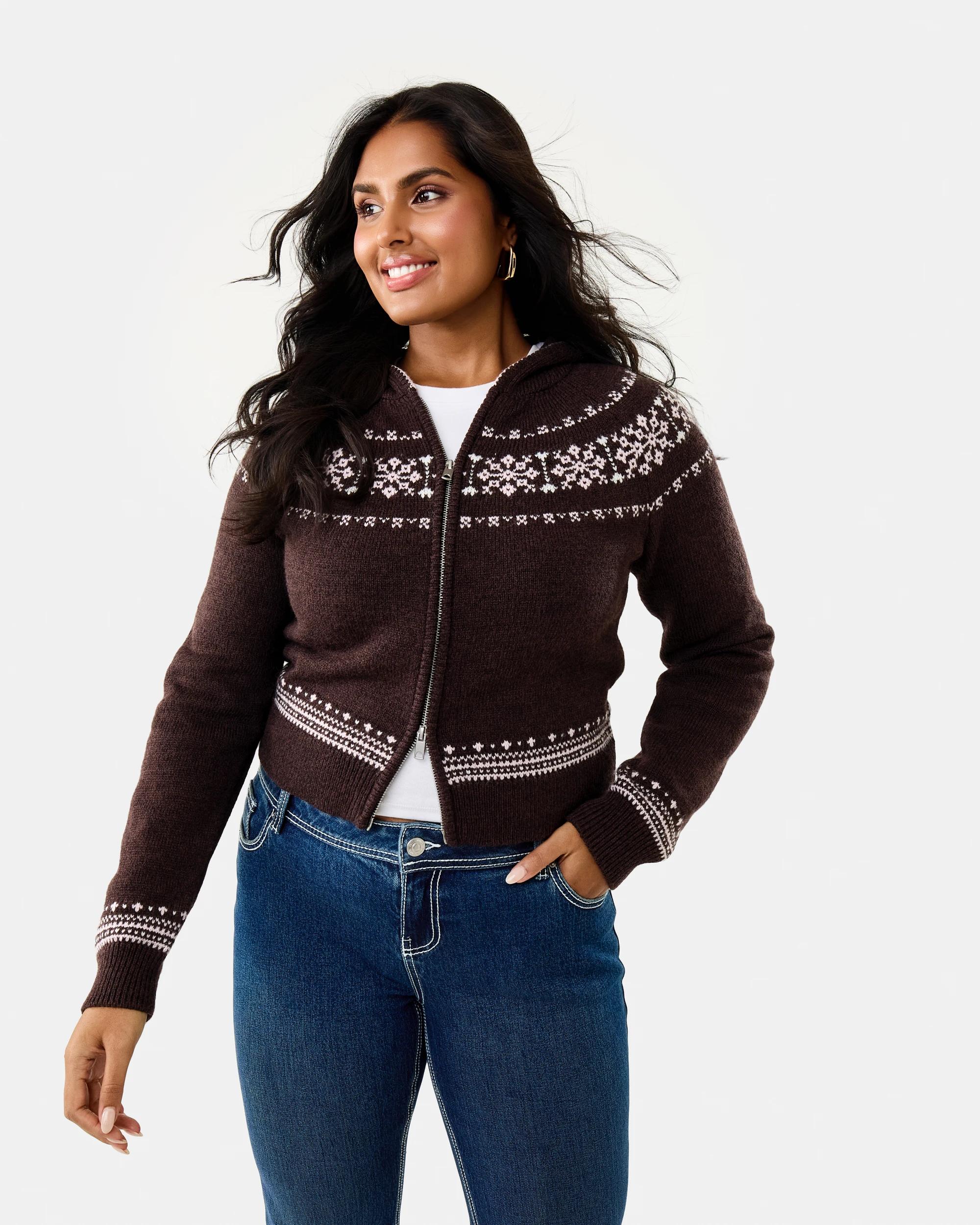 3 Fair Isle Knit Hoodie Brn Flwer, 3 of 10