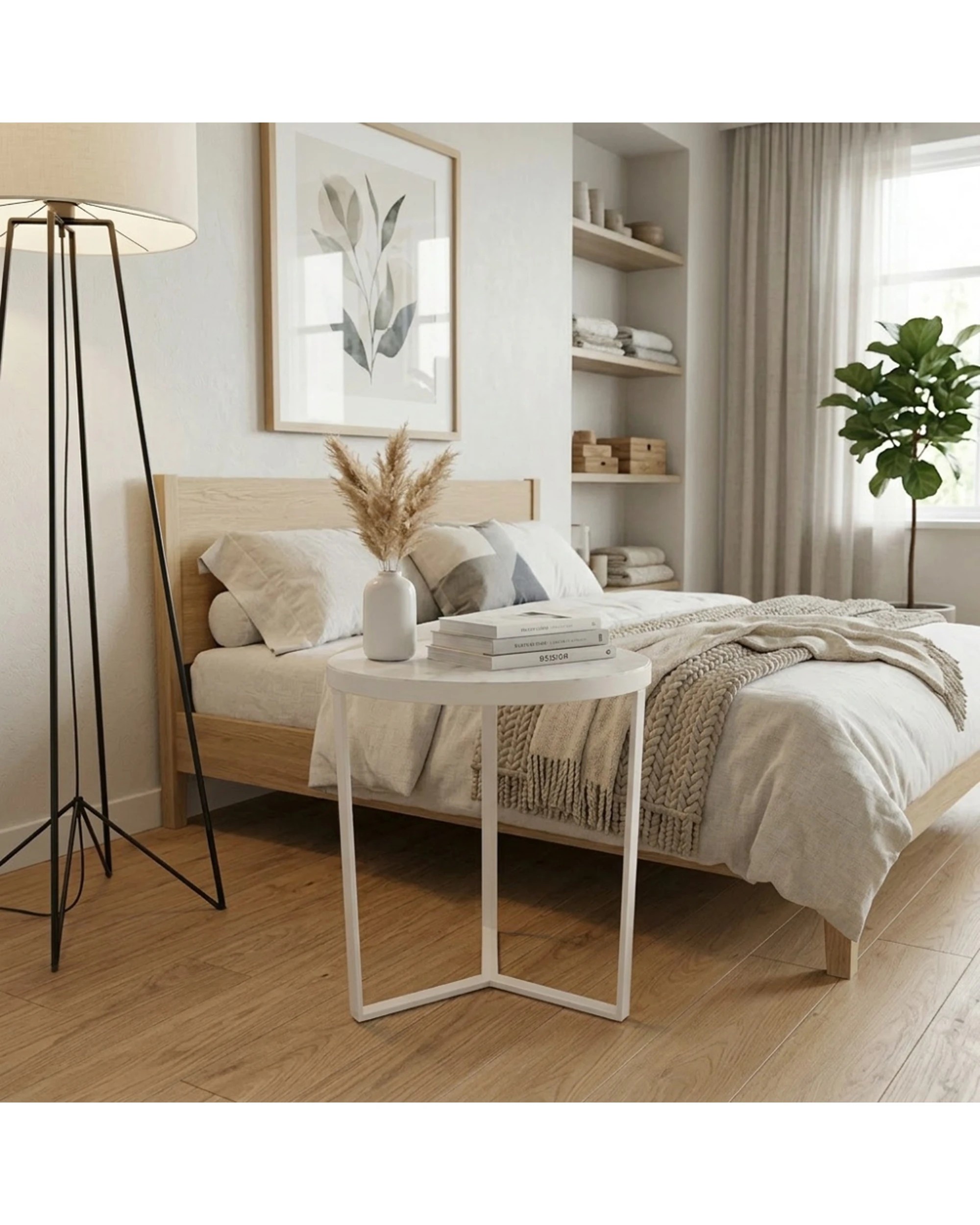 5 Codu Lume Side Table Metal Frame Marble Top 60x50x50cm - White, 5 of 9