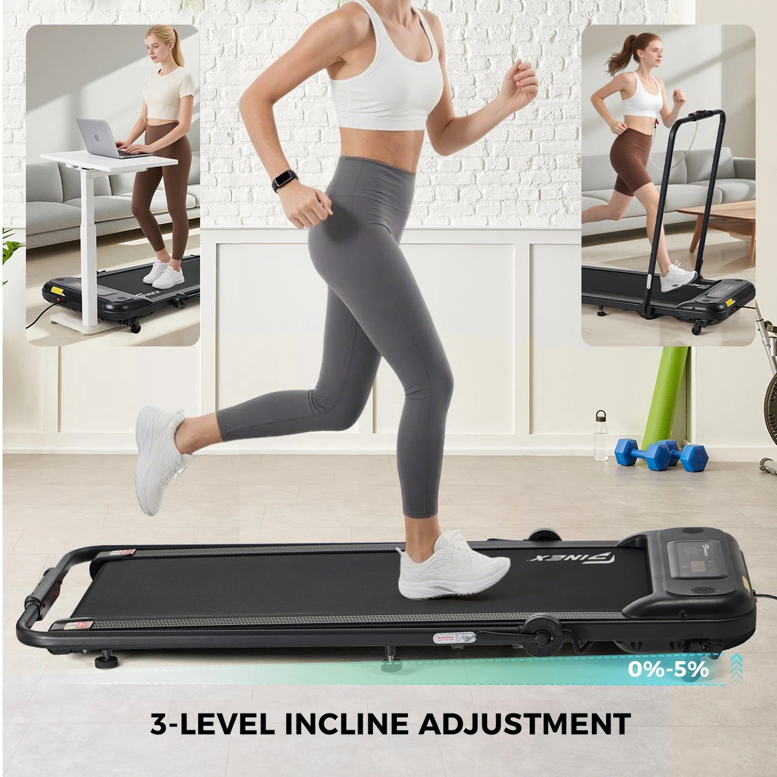 8 Finex Electric Walking Pad Foldable Under-Desk Treadmill - Black, 8 of 10