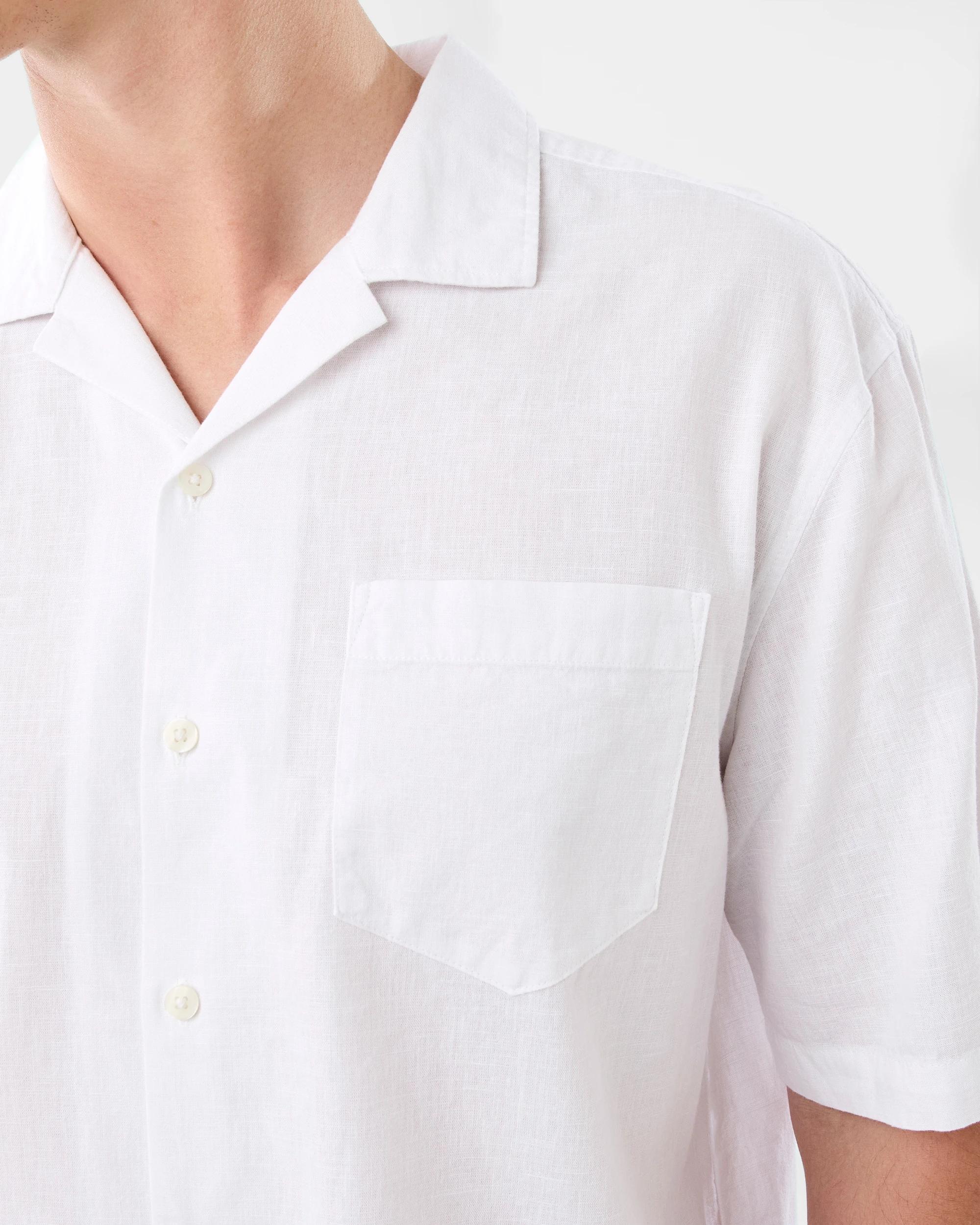7 Short Sleeve Cotton Linen Shirt White, 7 of 7