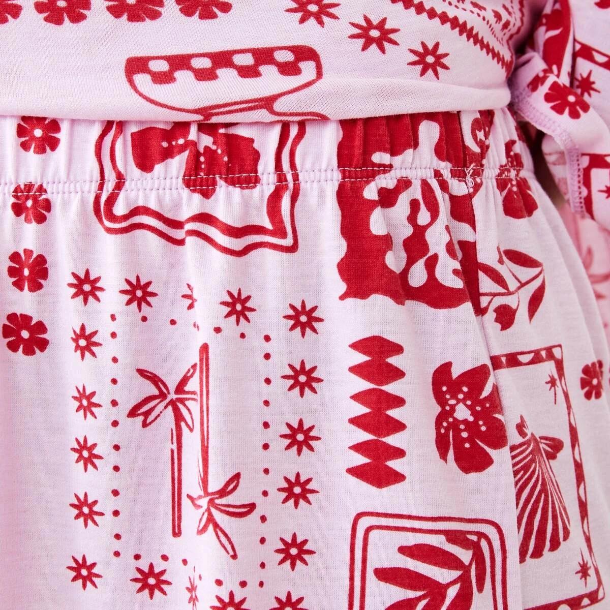 7 Long Sleeve Top and Shorts Comfort Pyjama Set VACAY STAMP PINK LADY, 7 of 8