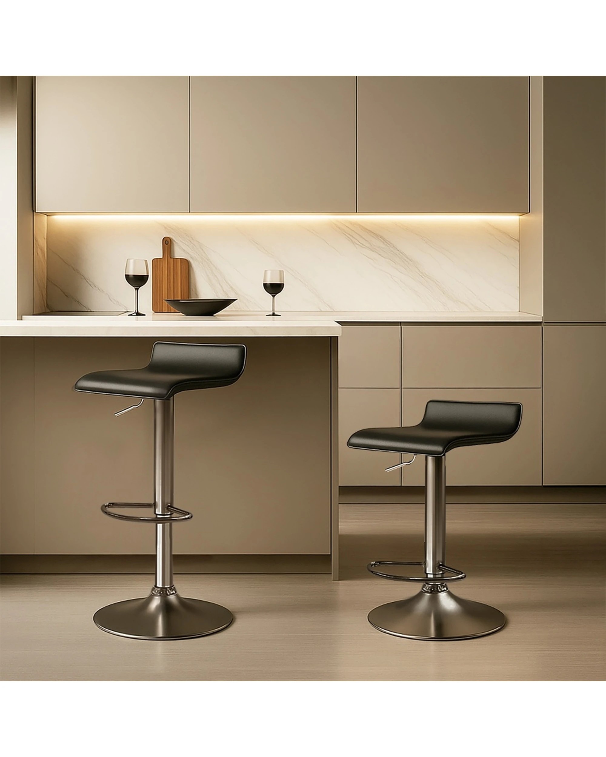 4 Urban Style 2pc Craig Bar Stool Set Gas Lift Chair Furniture Chrome - Black, 4 of 9