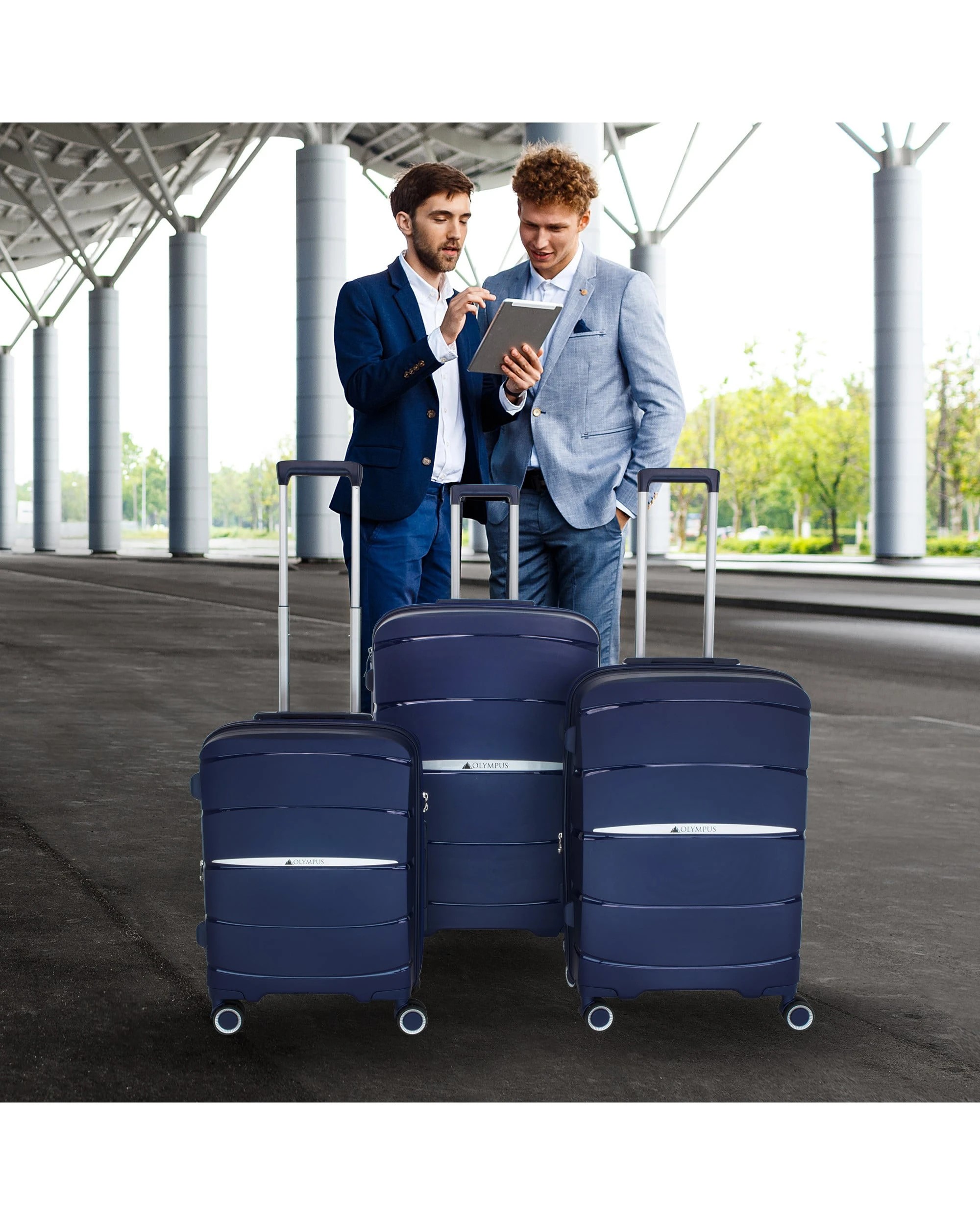 4 Olympus 3PC Eos Luggage Set Hard Shell Suitcase ABS+PC in Blue - Blue, 4 of 8