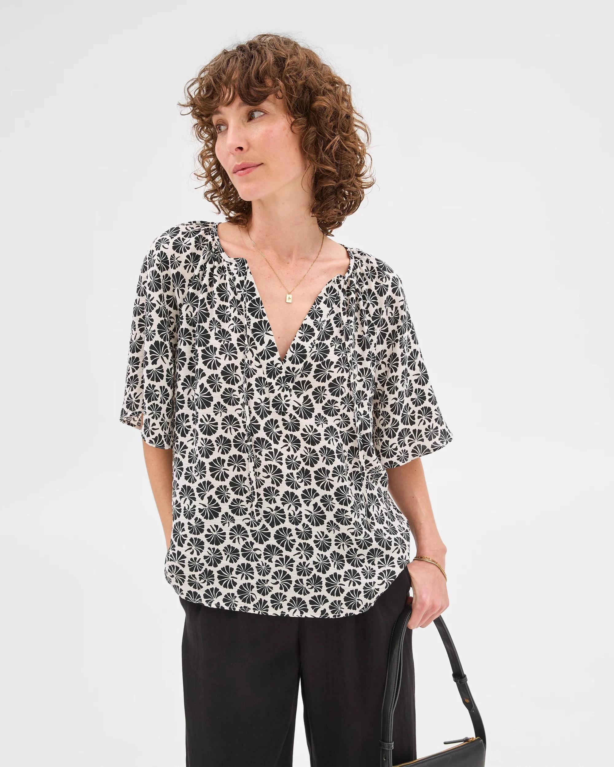 1 Flutter Sleeve Blouse - Preview LINEAR FAN, 1 of 6