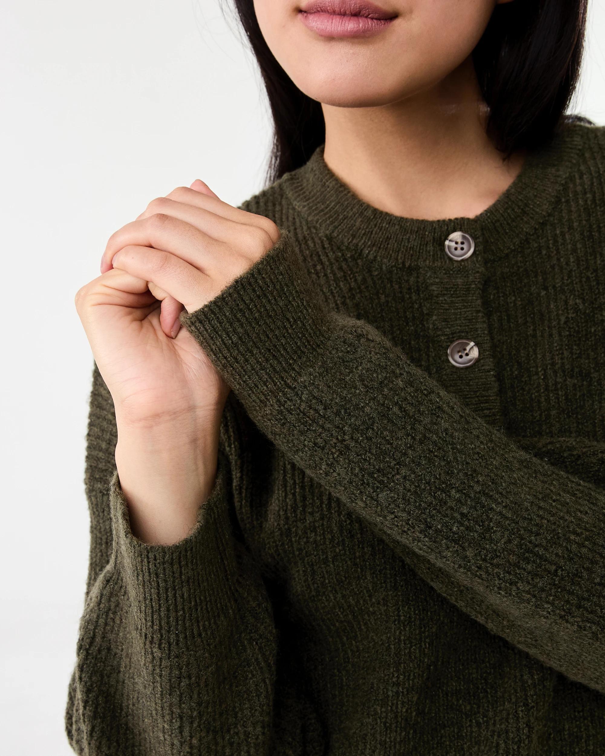 6 Quarter Button Jumper Deep Olive, 6 of 6