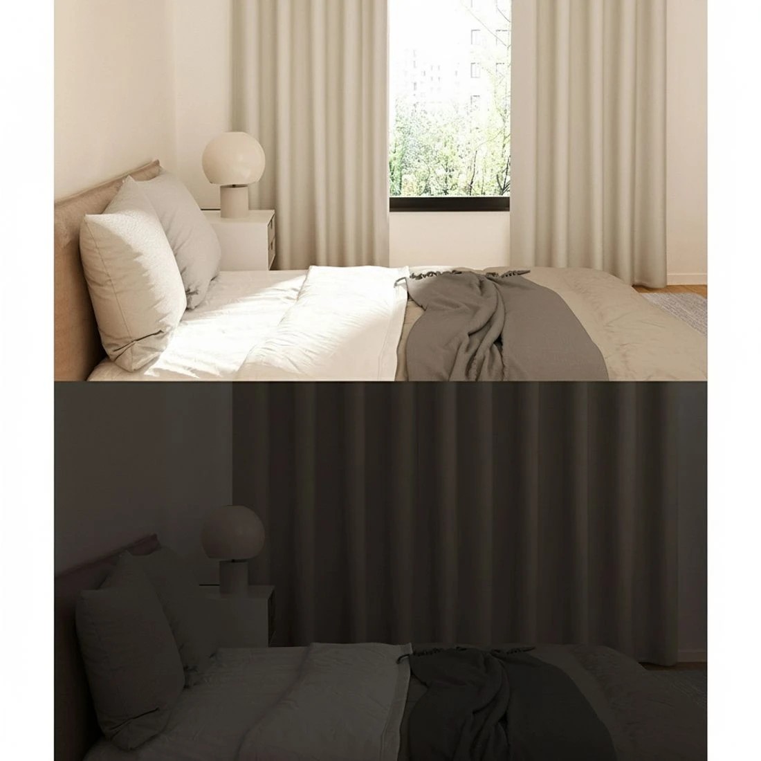 3 Artiss 2X Blockout Curtains Eyelet 300x230cm - Beige - Beige, 3 of 5