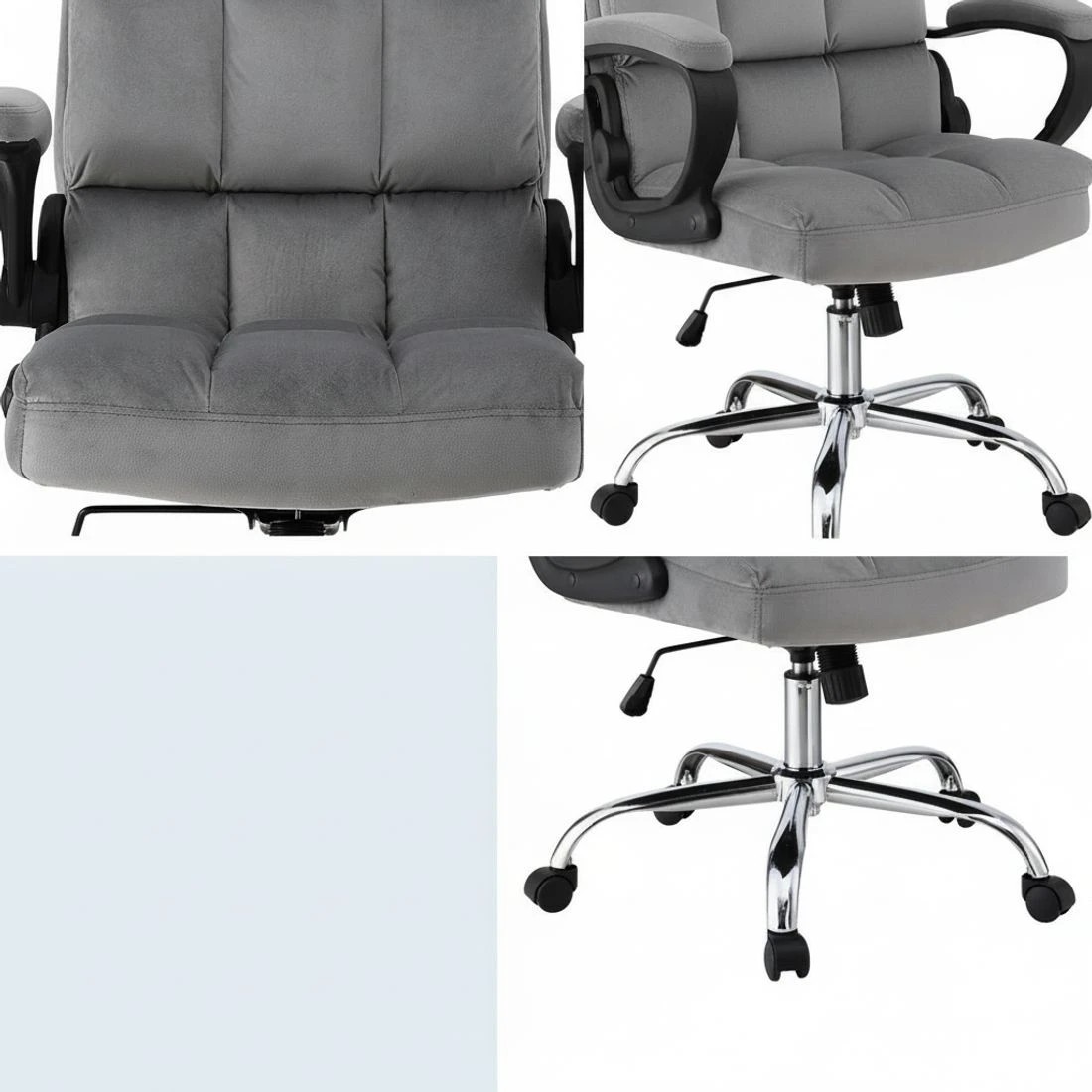 5 Artiss Office Chair Velvet Seat Racing Gaming Computer Desk Chairs Armrest - Grey, 5 of 5