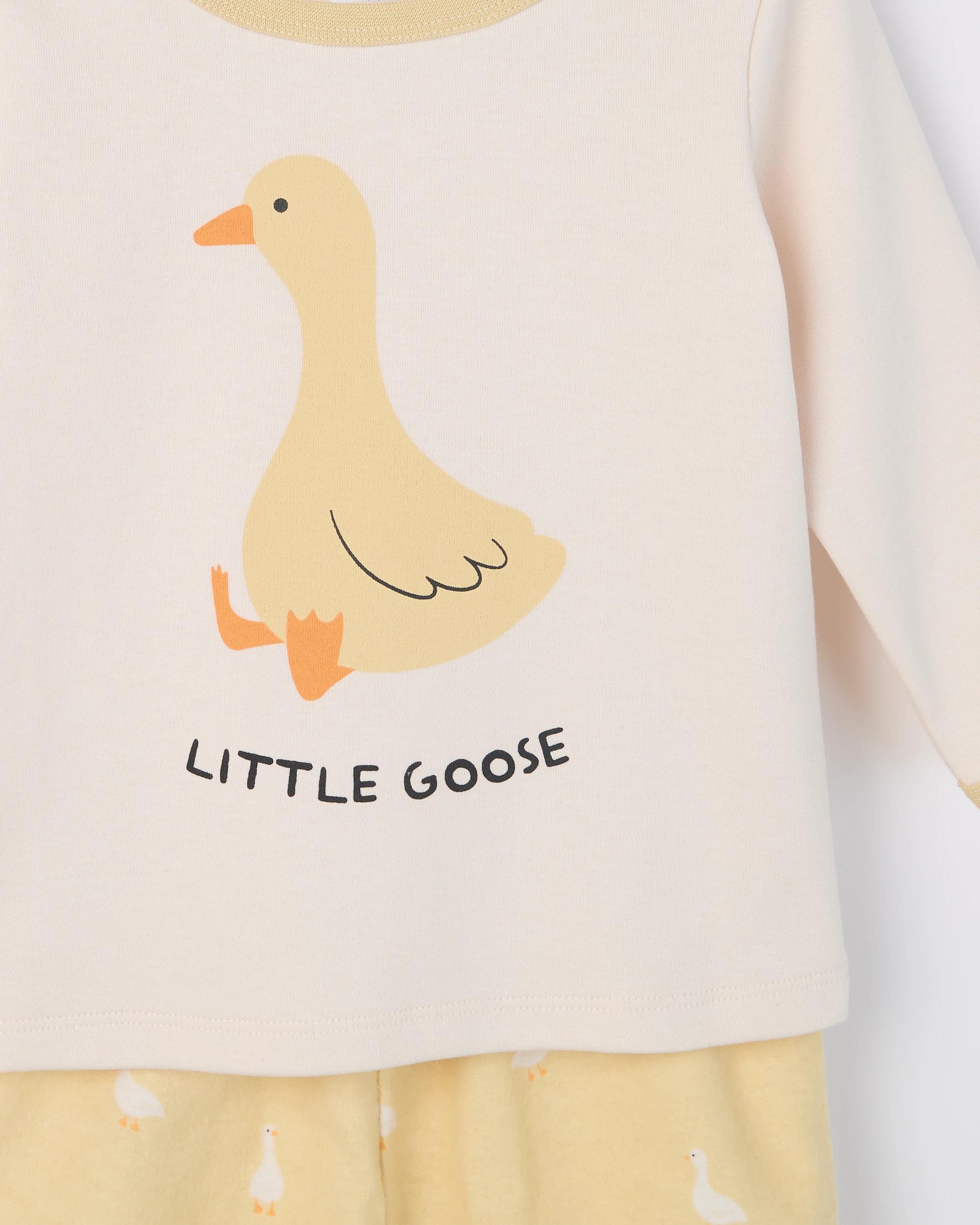 4 Target Baby Baby Organic Cotton Knit Top and Flannel Pants Pyjama Set GOOSE, 4 of 5
