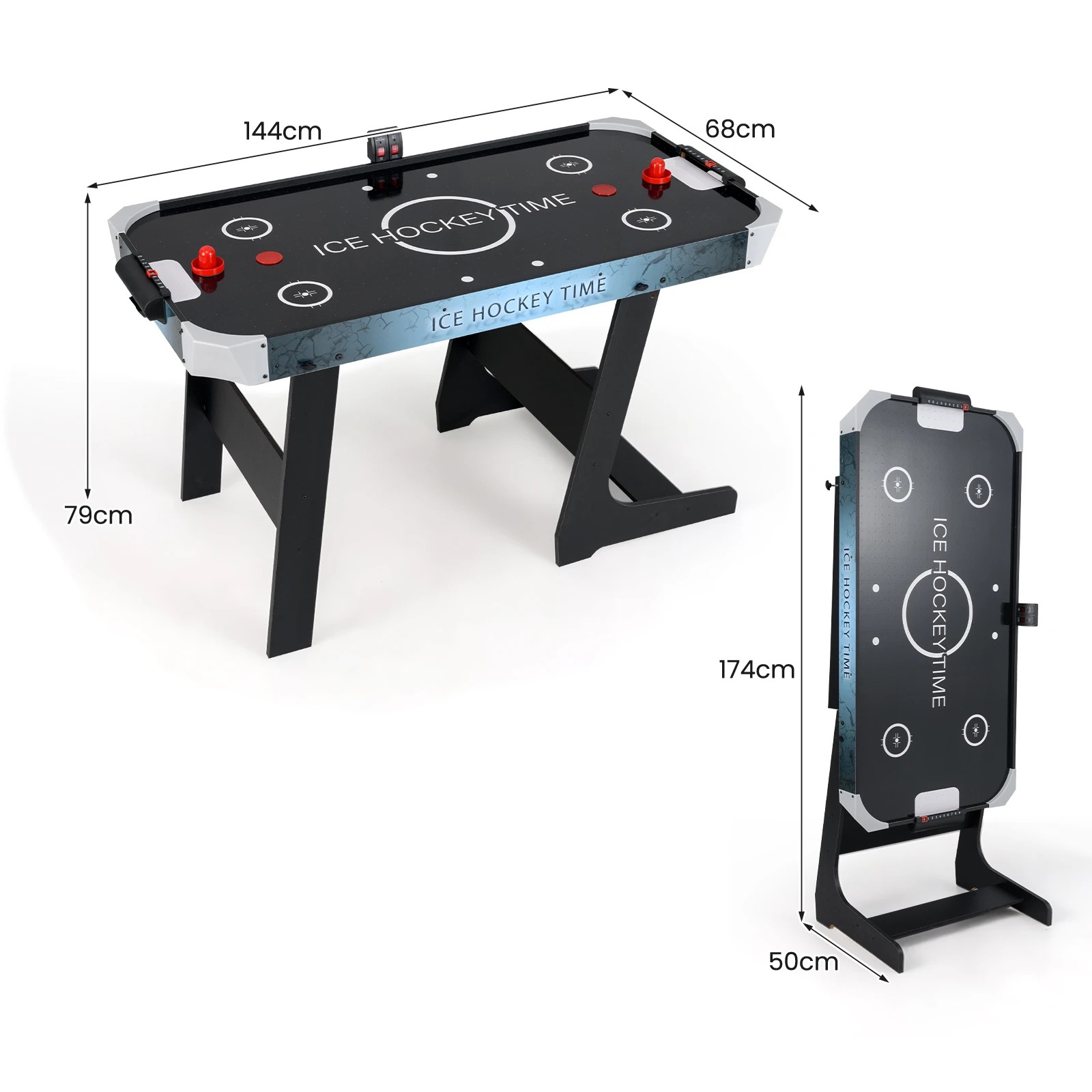 1 Costway Folding Air Hockey Table 144cm Full Size Arcade Game Table w/Digital LED Scoreboard, 1 of 3