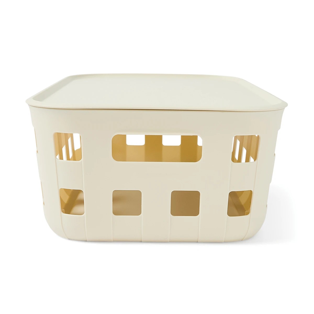 3 12L Rectangle Trellis Basket with Lid - Beige, 3 of 10