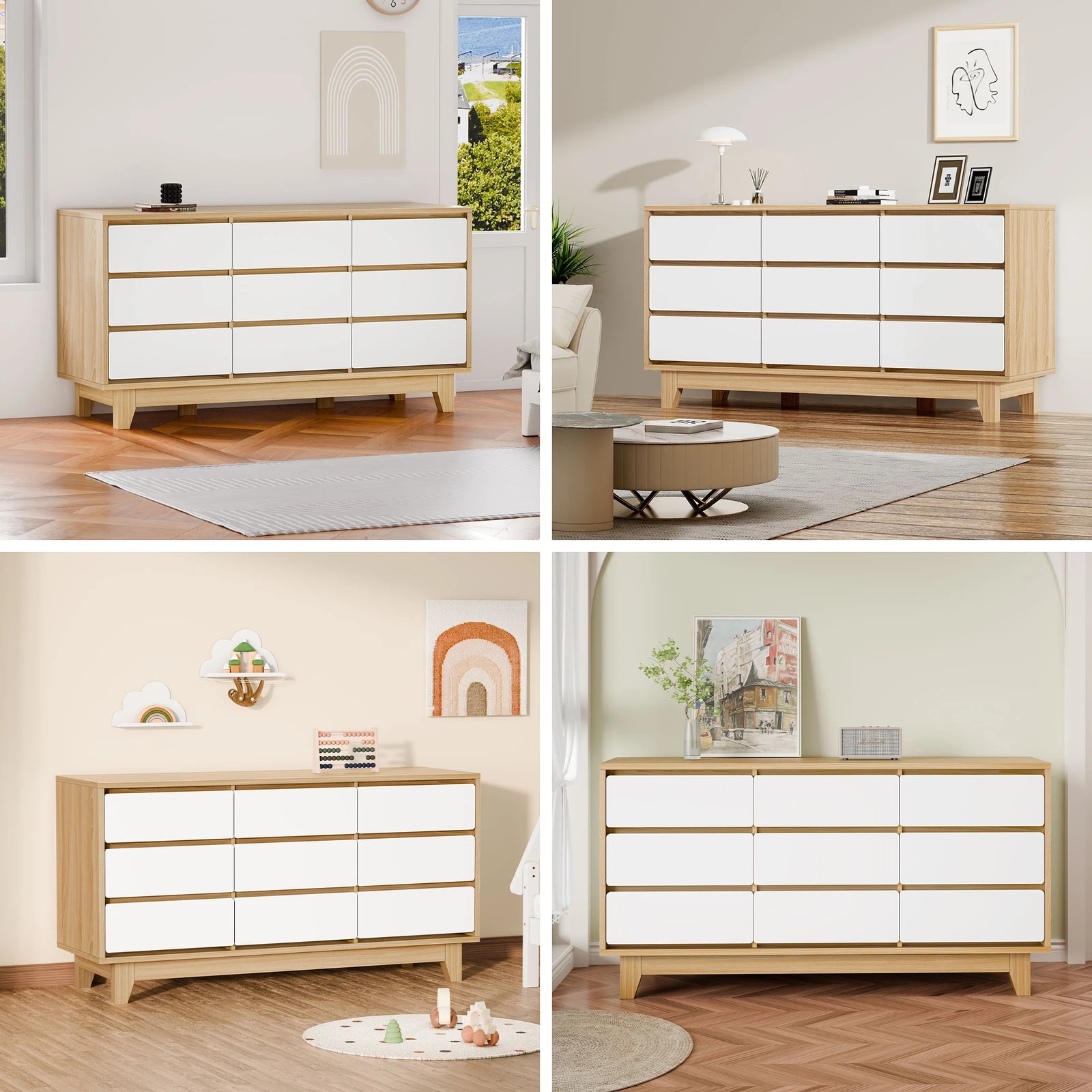 4 Alfordson 9 Chest of Drawers Minimalist Storage Cabinet Dresser - White, 4 of 10