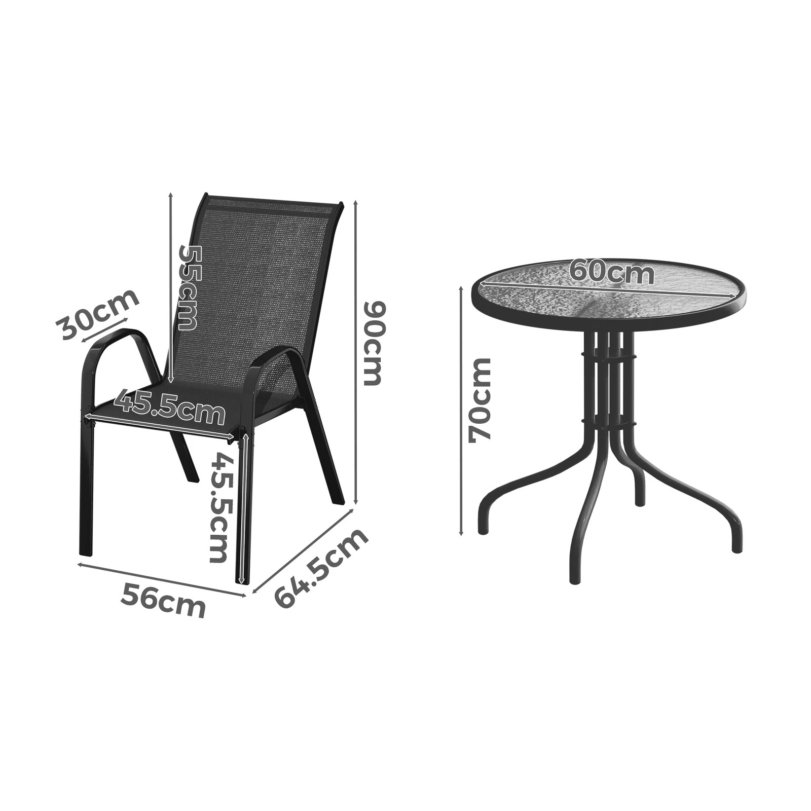 5 Alfordson 5PCS Outdoor Furniture Patio Table and Chairs Set Garden Round - Black, 5 of 9