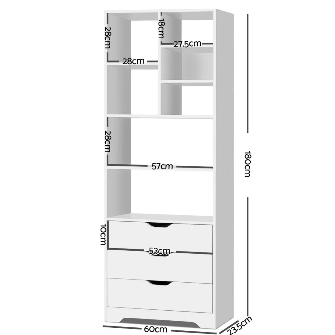 4 Artiss Bookshelf with Drawers - White, 4 of 8