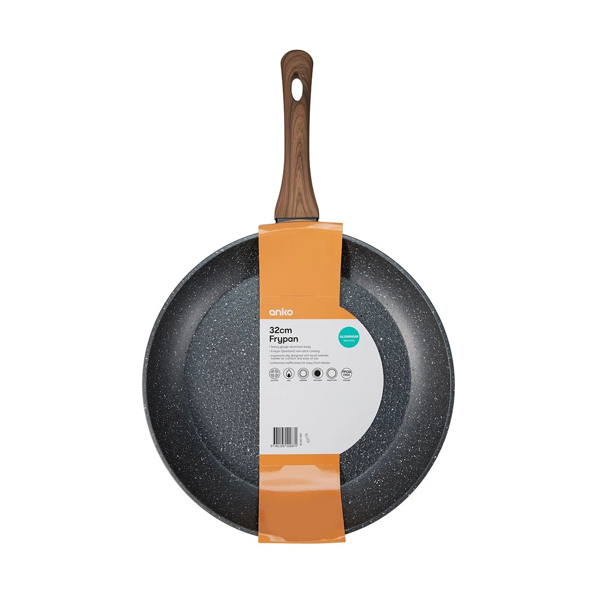 4 32cm Aluminium 4 Layer Non-Stick Frypan - Wood Look, 4 of 4