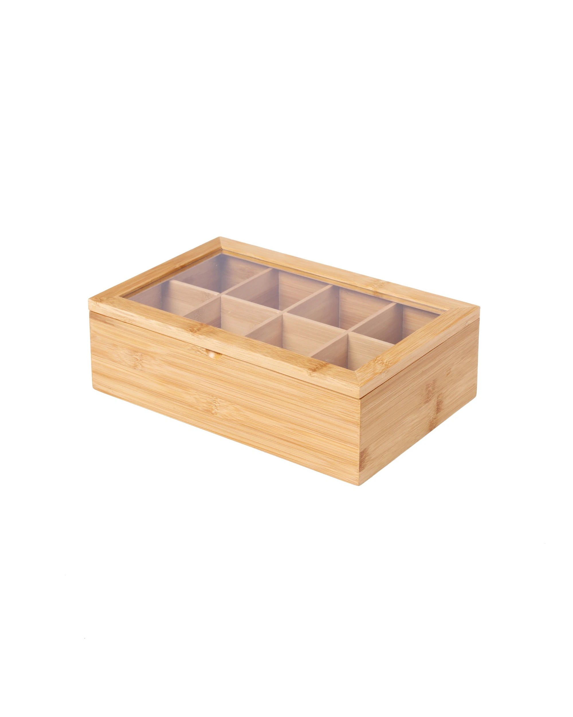 4 Sherwood Home Bamboo 8 Compartment Tea Box with Window 31.6x19x9.6cm - Natural Brown, 4 of 4