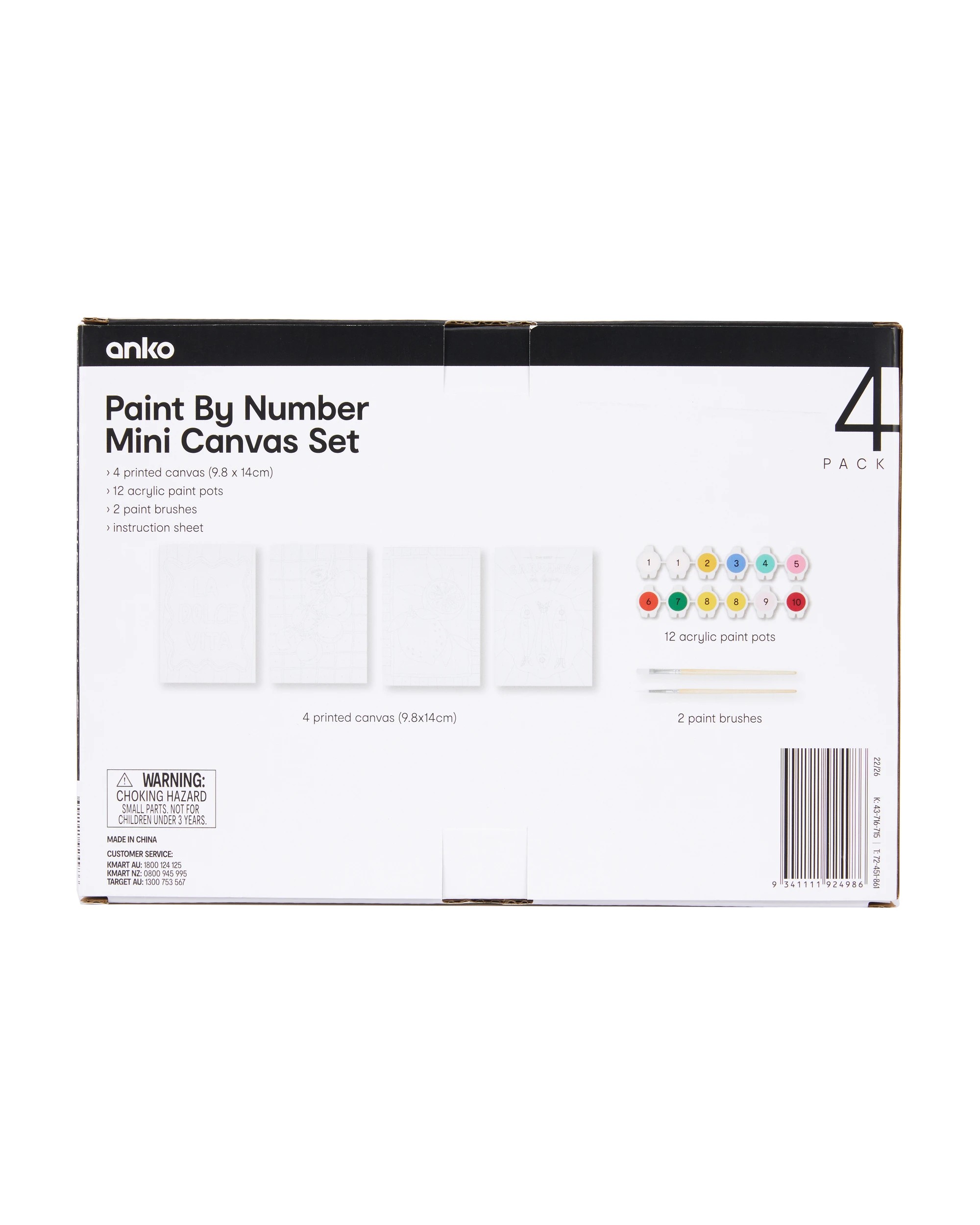 4 4 Pack Paint by Numbers Mini Canvas Set - Coastal Mediterranean, 4 of 4