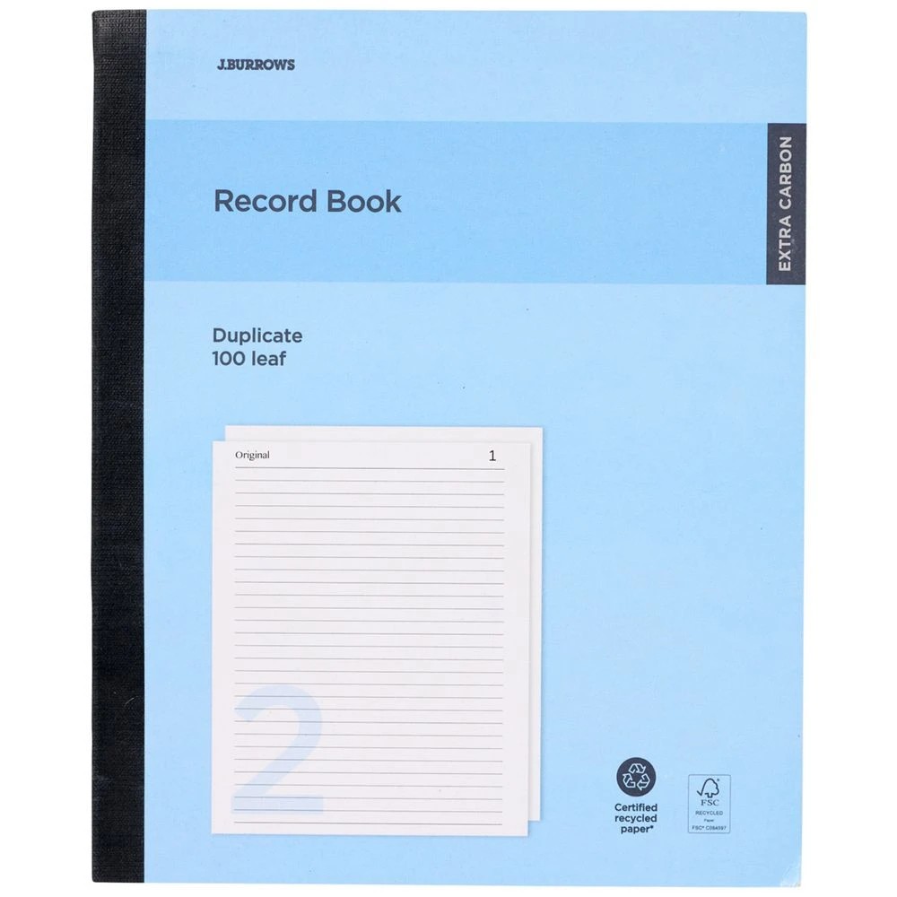 1 J.Burrows Carbon Duplicate Record Book 100 Leaf, 1 of 1