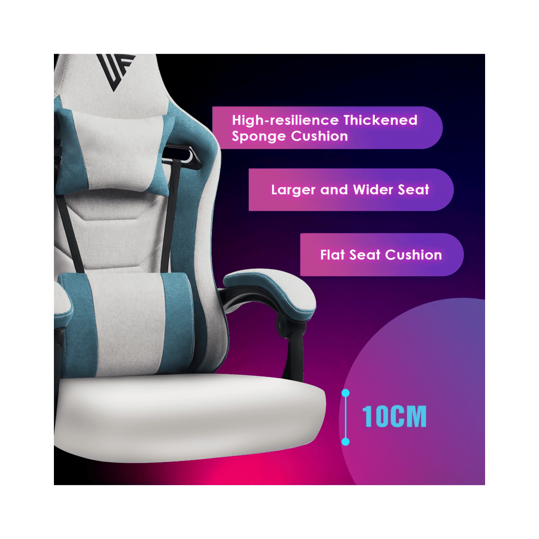 7 Advwin Gaming Chair With Footrest Linen Fabric Ergonomic Office Chair
 - Grey, 7 of 9