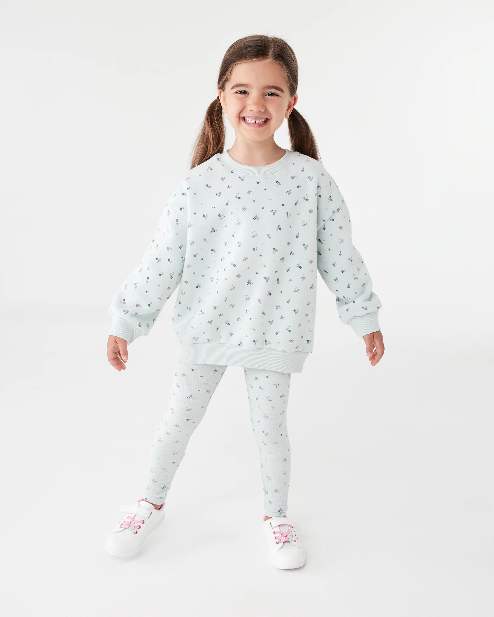 1 Oversized Crew Neck Top and Legging Set Blu Flrls, 1 of 7