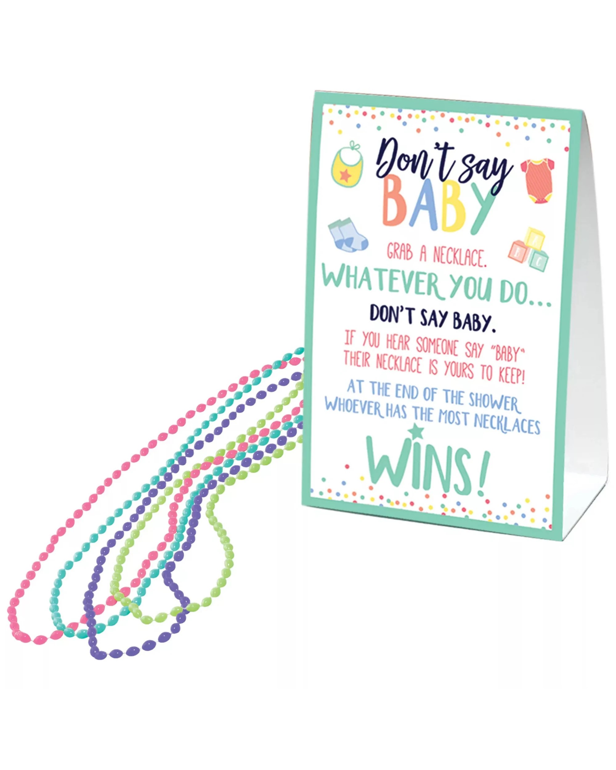 1 Anagram Baby Shower Don't Say Baby Bead Necklace Game, 1 of 1