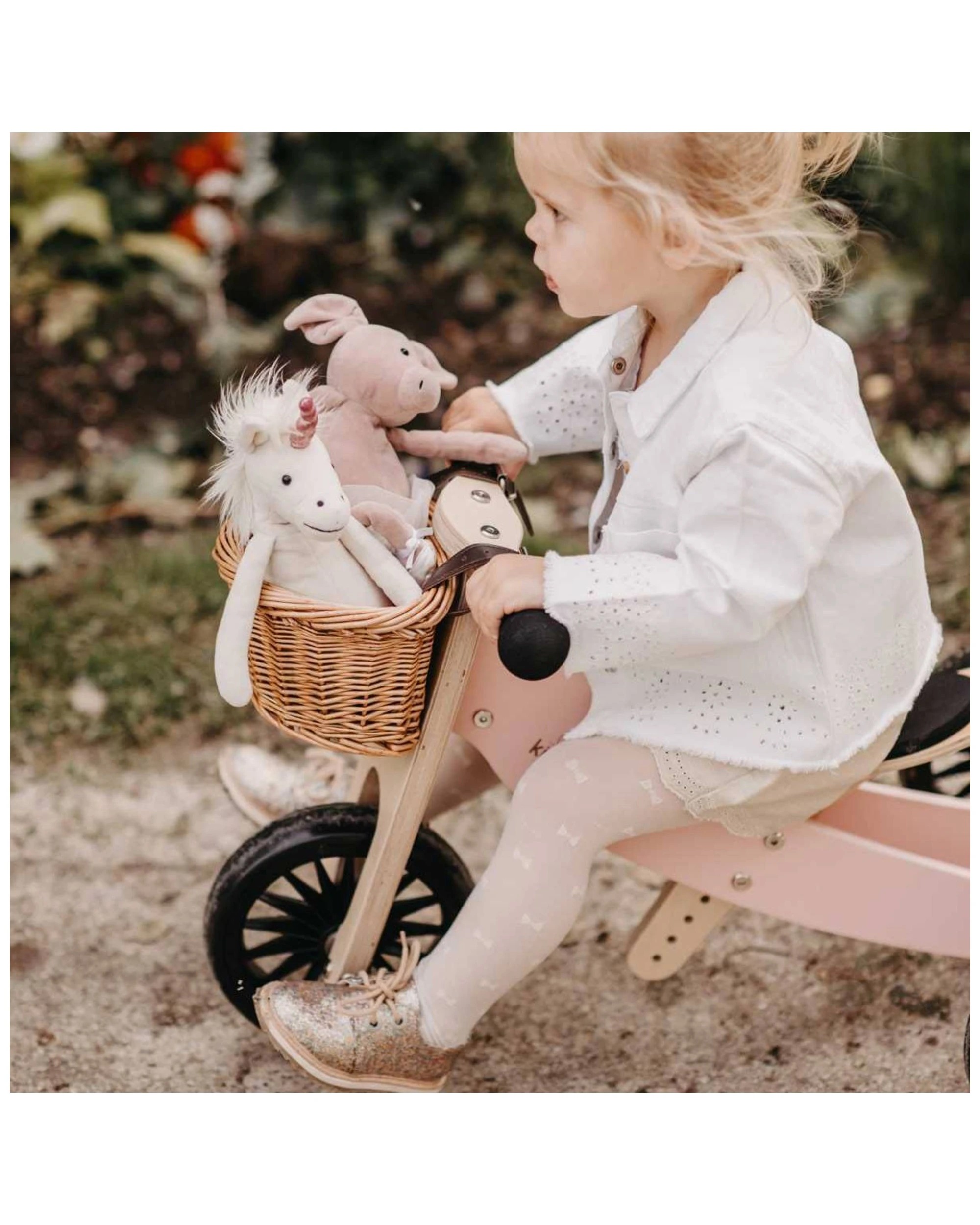 1 Kinderfeets 72cm Wood Tiny Tot Plus Balance Bike Trike Kids Ride-on Toy Rose 18m+. - Pink, 1 of 7