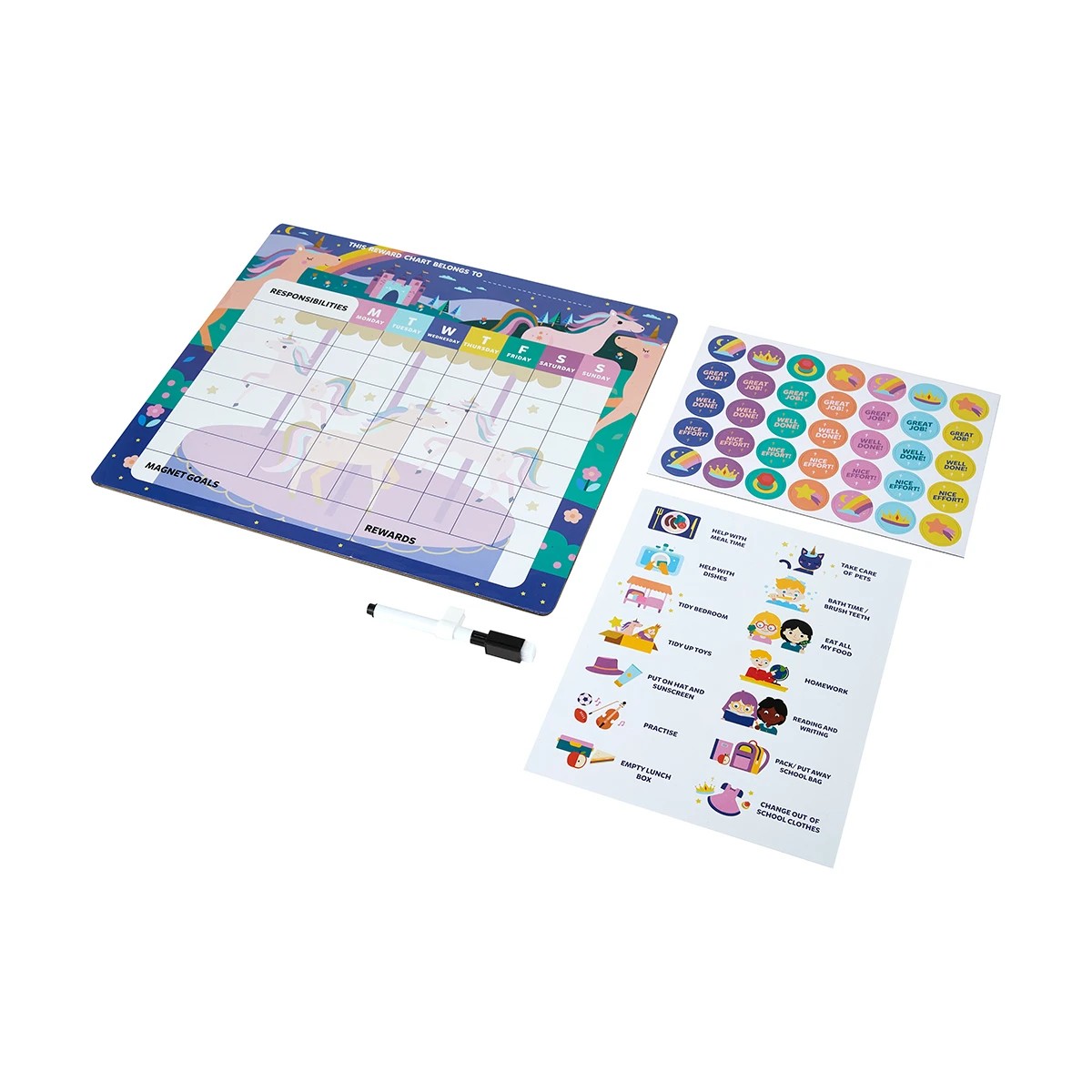 3 Magnetic Reward Chart Daily Tasks - Unicorn, 3 of 8