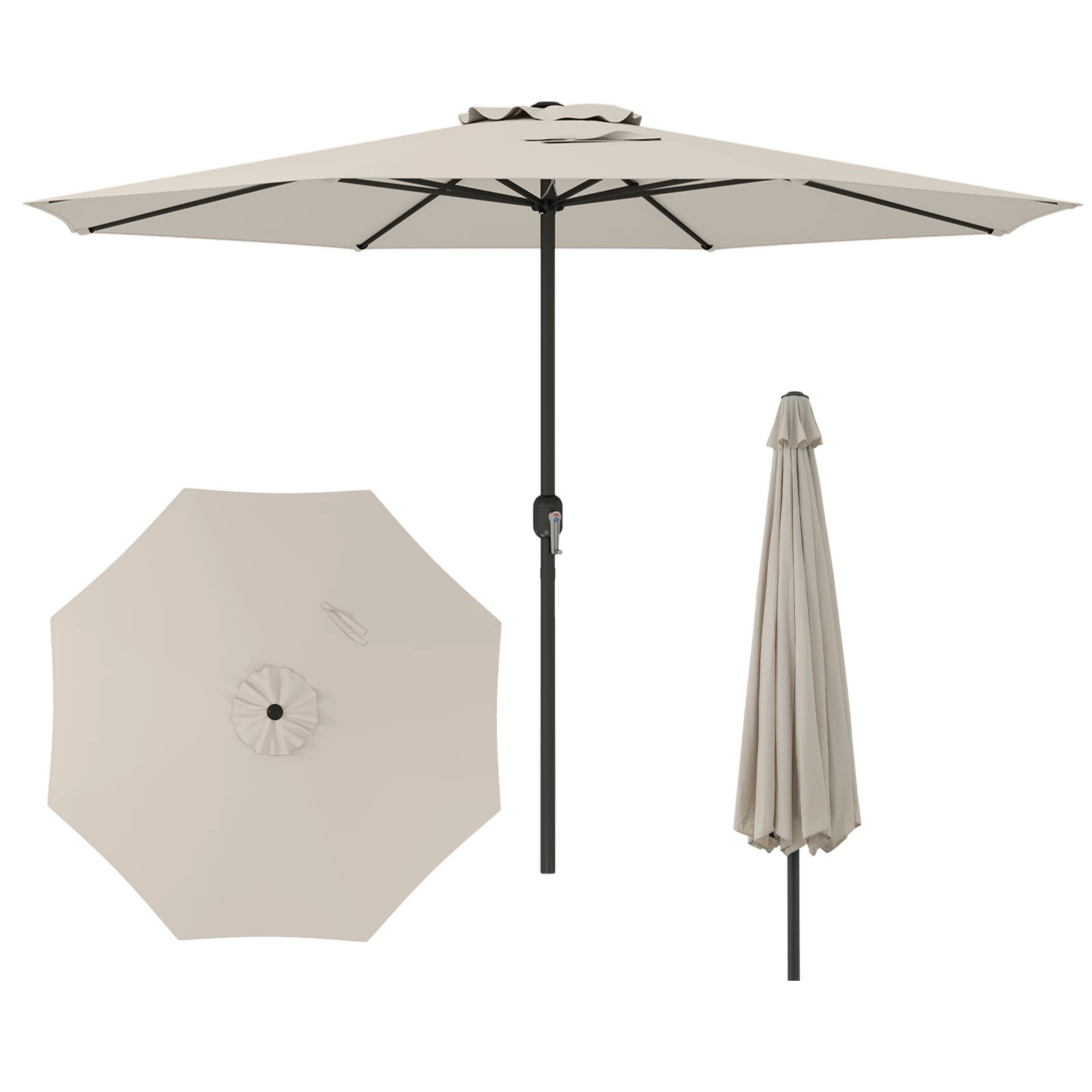 1 Costway 3.6m Patio Umbrella Market Double-Tiered Table Umbrella - Beige, 1 of 1
