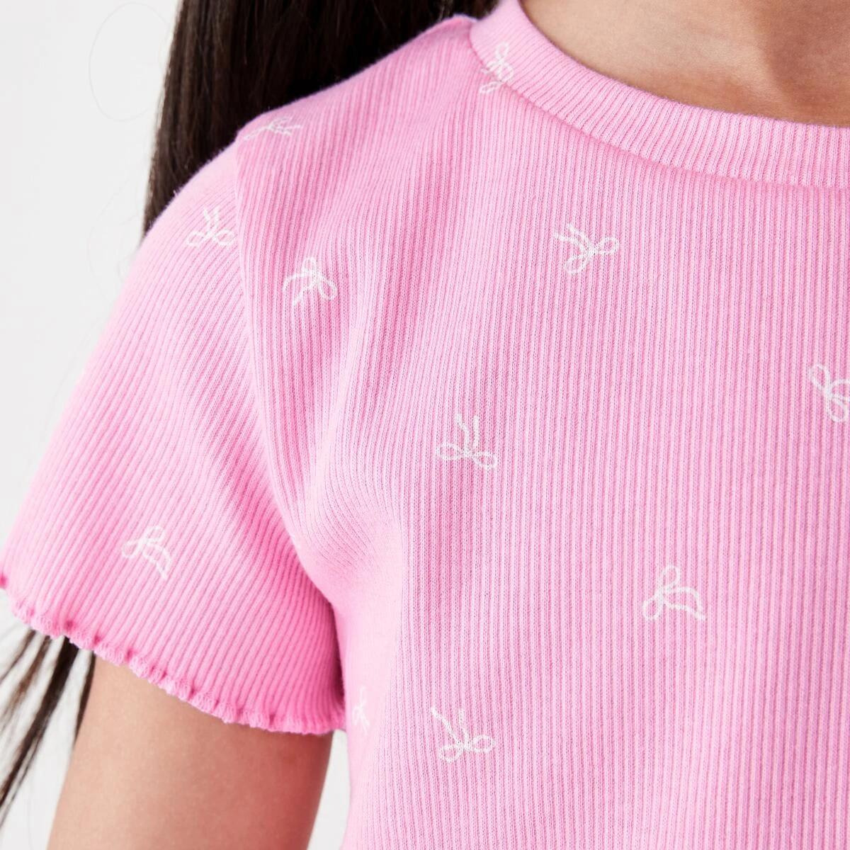 5 Short Sleeve Rib T-shirt CUTE BOWS PRISMATIC PINK, 5 of 7