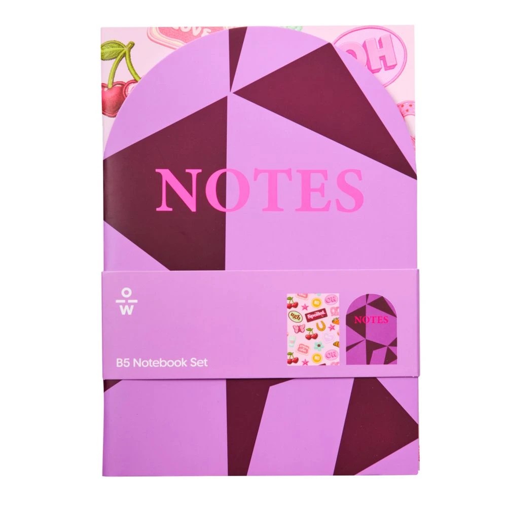 1 Officeworks Raspberry B5 Notebooks 64 Pages 2 Pack, 1 of 3