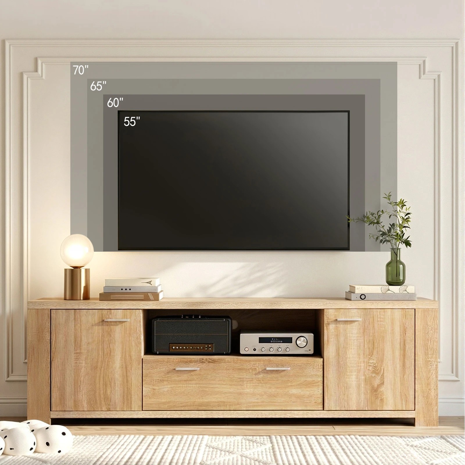 6 Artiss 180cm TV Unit Entertainment Unit Storage Drawer Cabinet Pine - Natural, 6 of 9