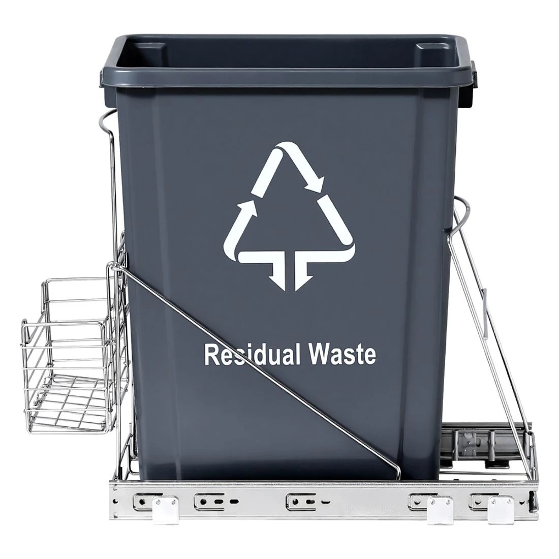1 Cefito Pull Out Bin Kitchen Cabinet Slide Garbage Rubbish Bins Basket 40L - Grey, 1 of 4