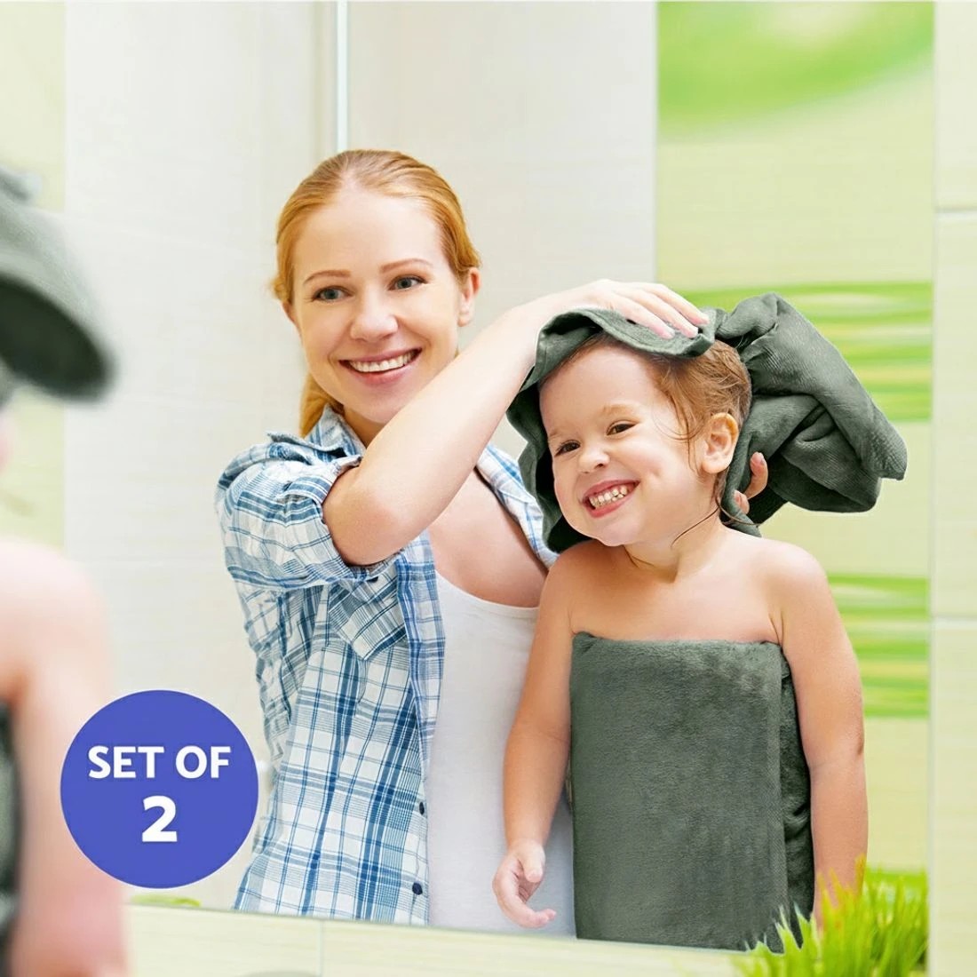 2 2 Pack Bath Sheets Set Cotton Extra Large Towel - Green, 2 of 4