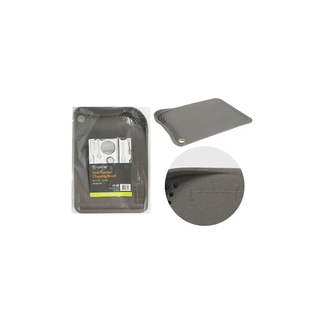3 Top Chef Multi Function Durable Nonslip Plastic Chopping Board 33x23x2.5cm
 - Black, 3 of 3
