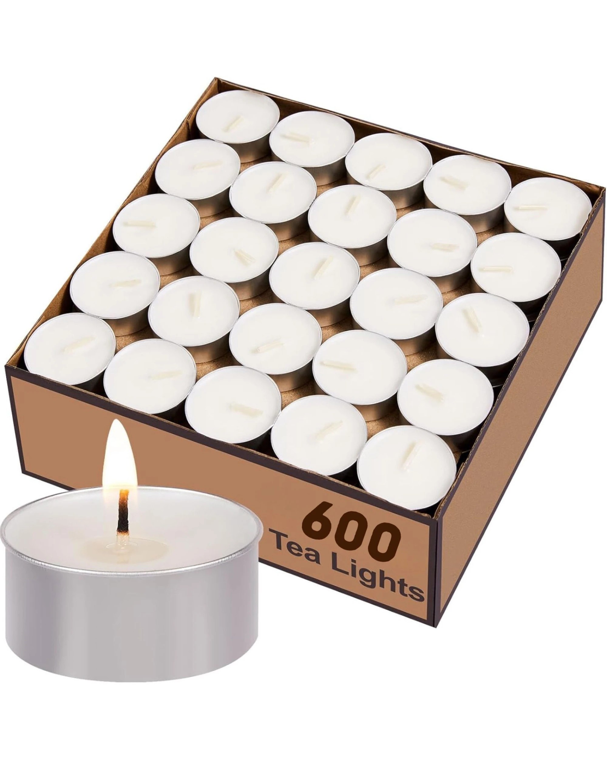 1 BR Home Tealight Candles - 600-Pack with 9-Hour Burn Time, Smokeless Crystal Wax, 1 of 7
