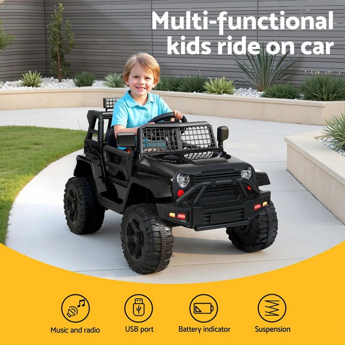 4 Rigo Kids Electric Ride on Car Jeep Toy Cars Remote 12v Durable Space Saving Modern Decor Easy Assembly - Black, 4 of 5