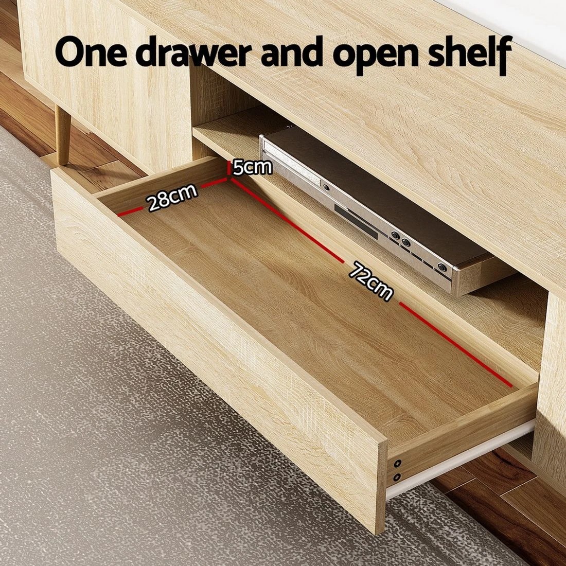 6 Artiss Entertainment Unit Alex TV Cabinet Storage Drawers 200CM - Natural, 6 of 8