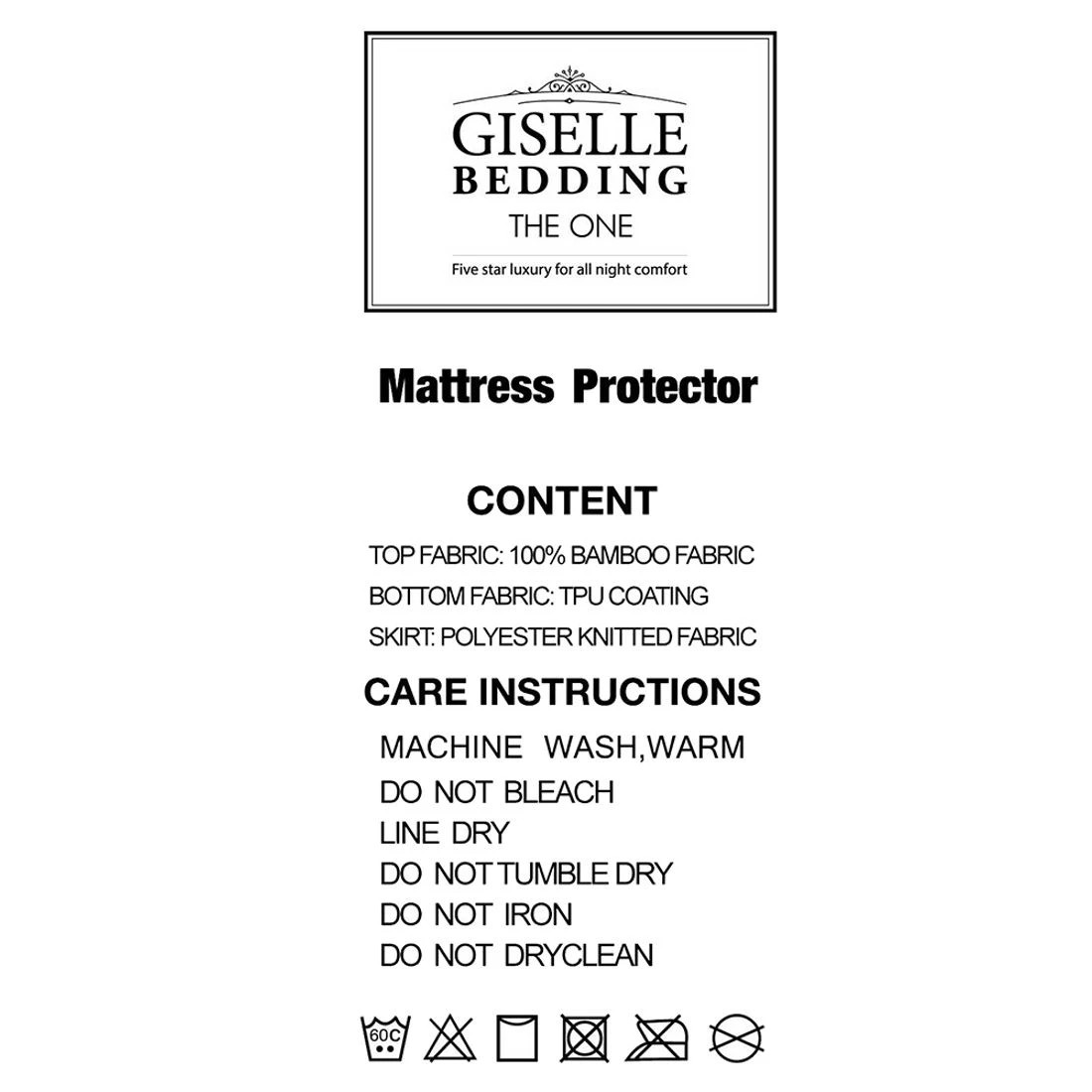 7 Giselle Bedding Bamboo Breathable Mattress Protector Double in - Double Bed - White, 7 of 8