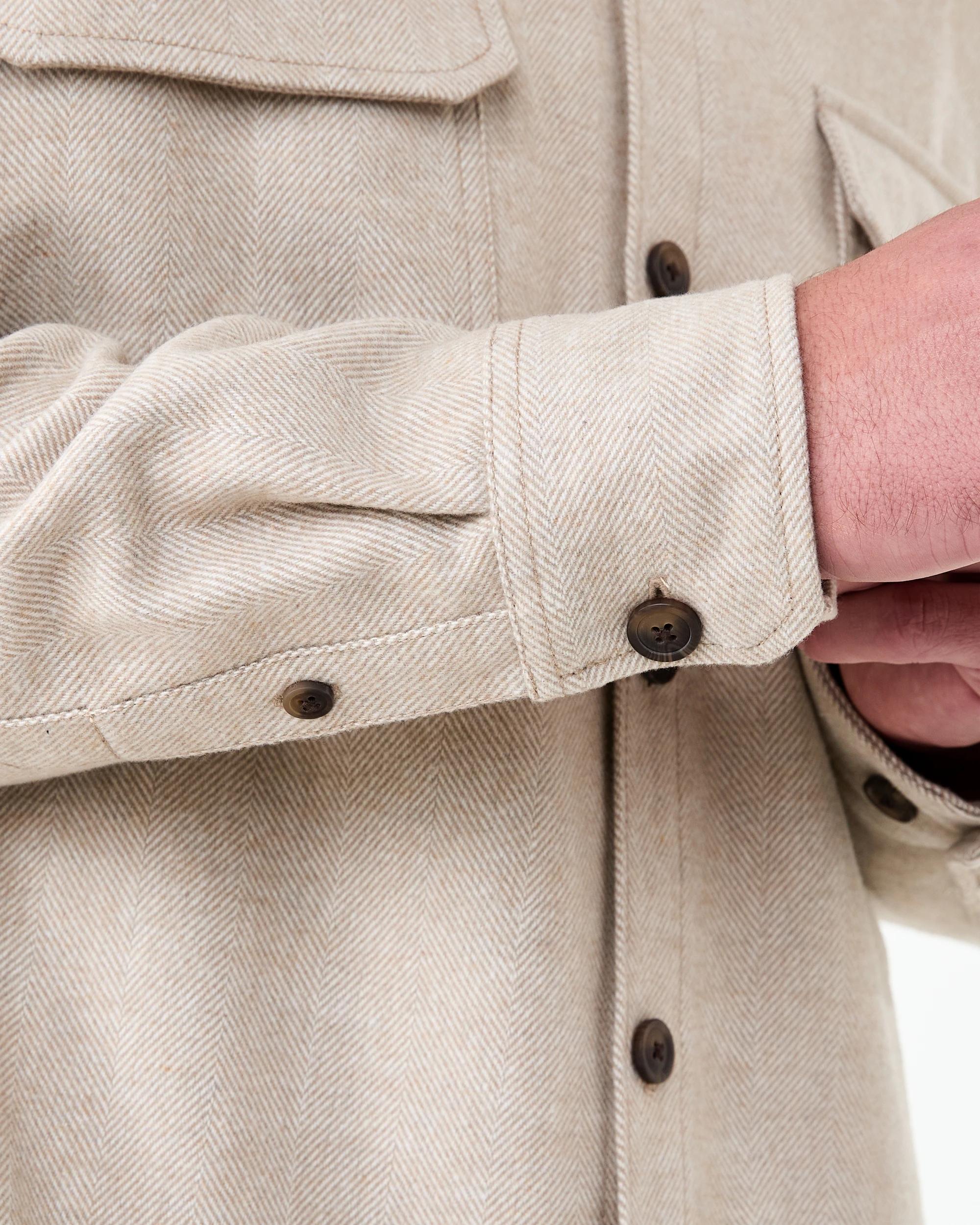 8 Long Sleeve Herringbone Shirt Bge Ntrl, 8 of 8